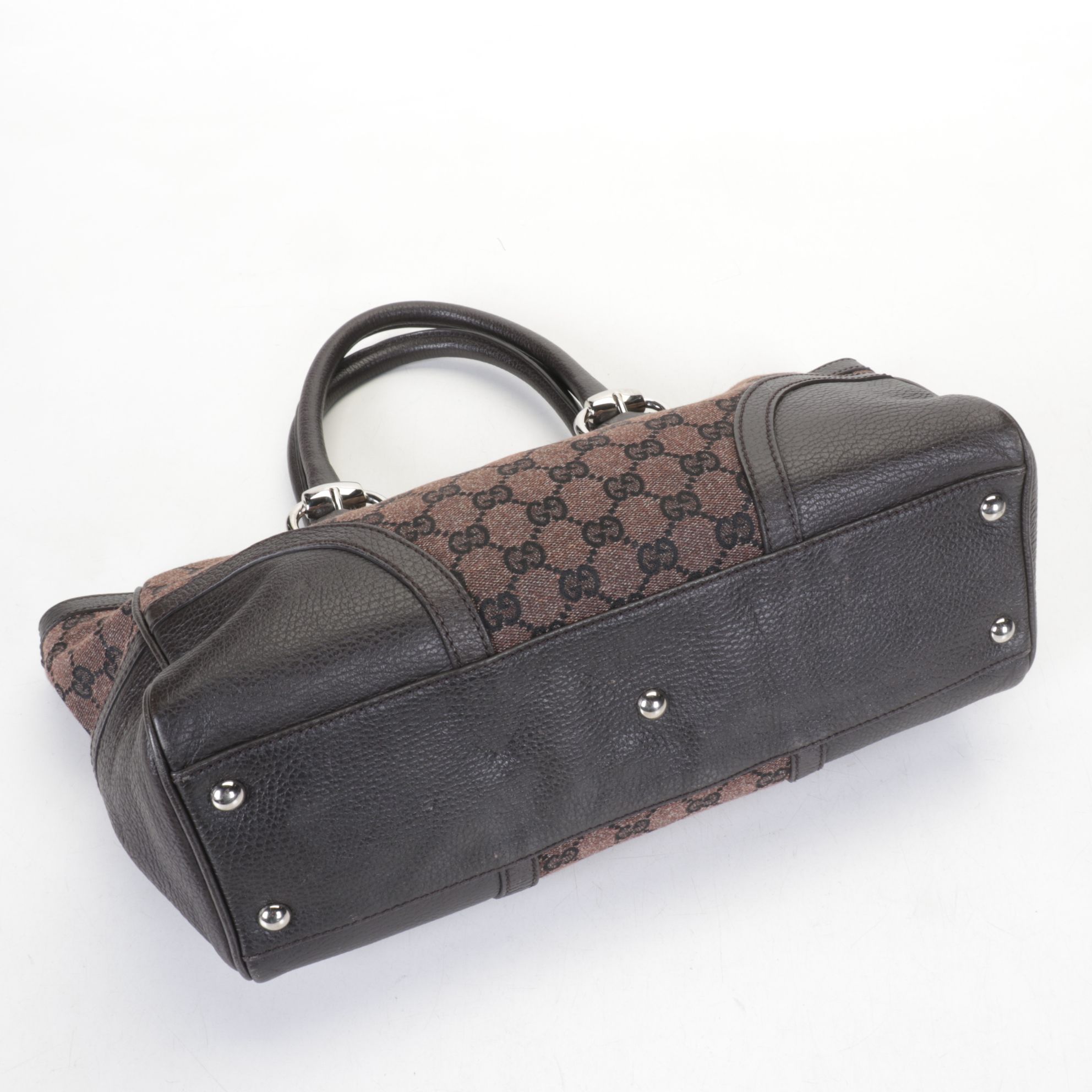 GUCCI GG Supreme Monogram Small Tote in Brown Coated Canvas