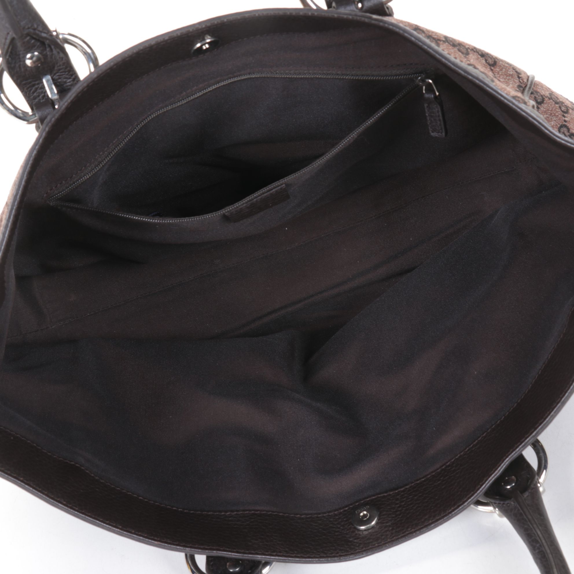 GUCCI GG Supreme Monogram Small Tote in Brown Coated Canvas