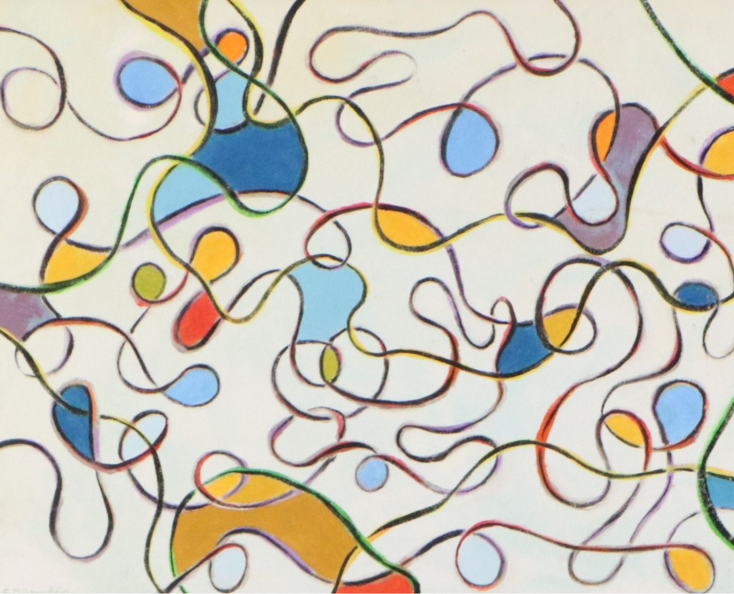S. D. Brandlein Oil Painting of Organic Linear Composition, Late 20th Century