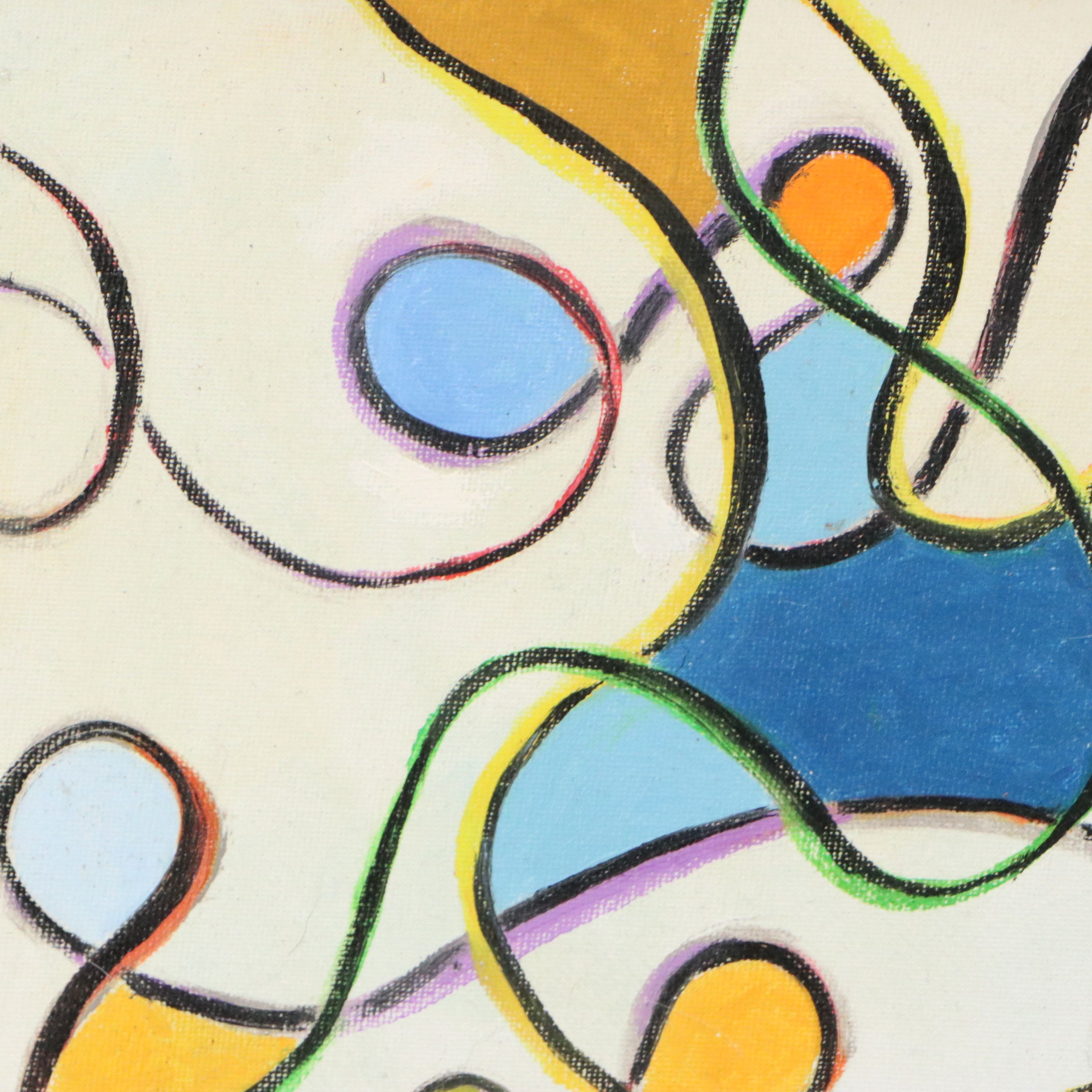S. D. Brandlein Oil Painting of Organic Linear Composition, Late 20th Century