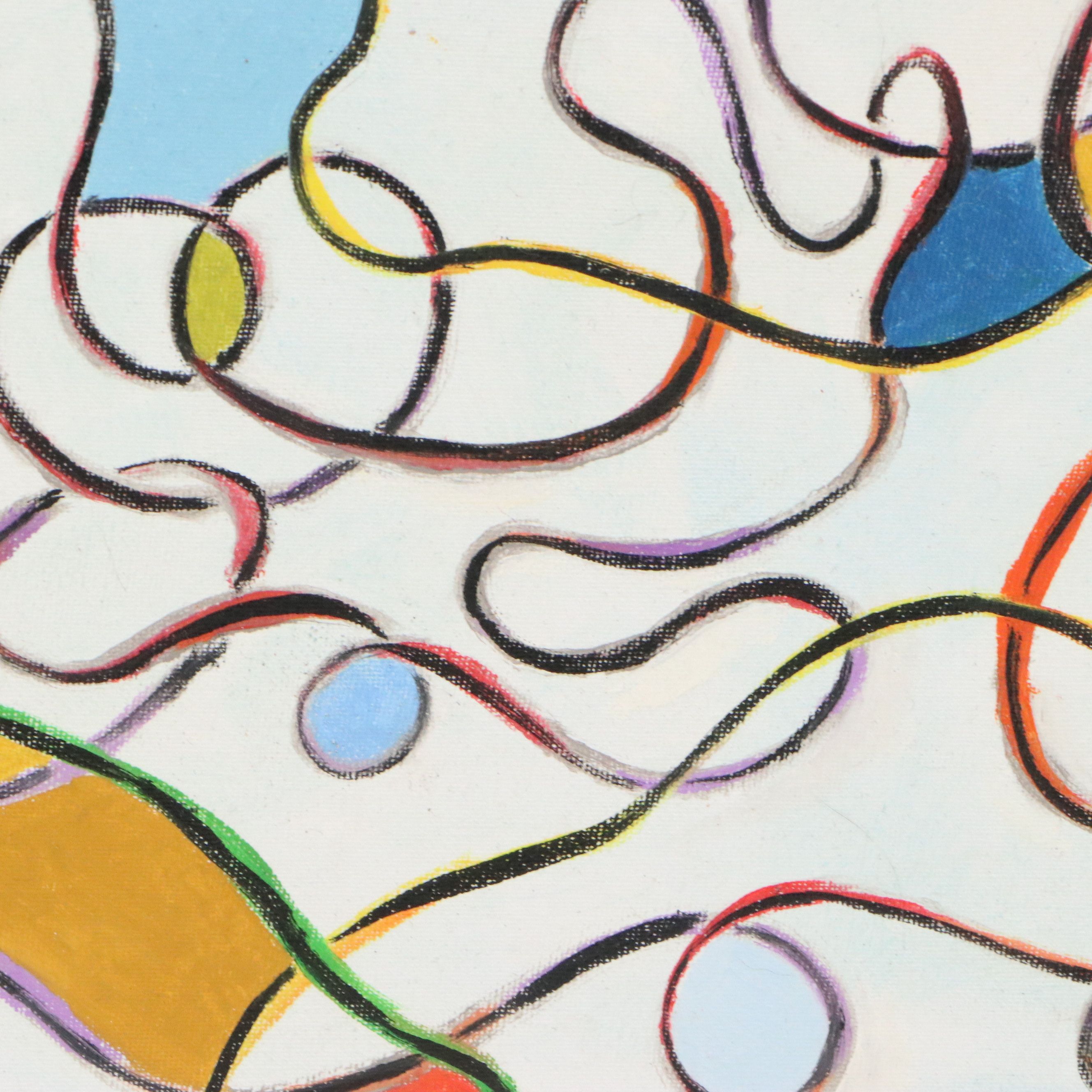 S. D. Brandlein Oil Painting of Organic Linear Composition, Late 20th Century
