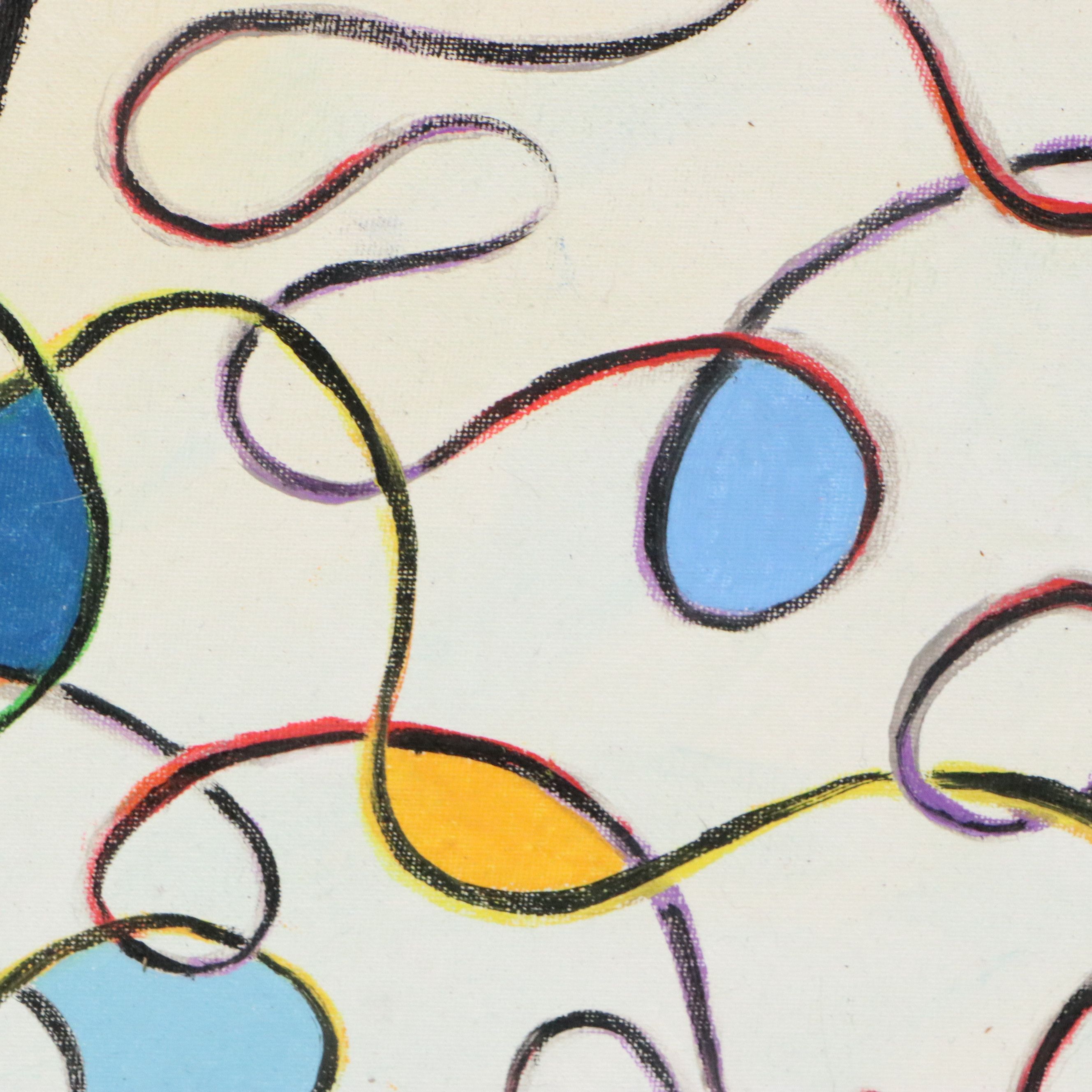 S. D. Brandlein Oil Painting of Organic Linear Composition, Late 20th Century
