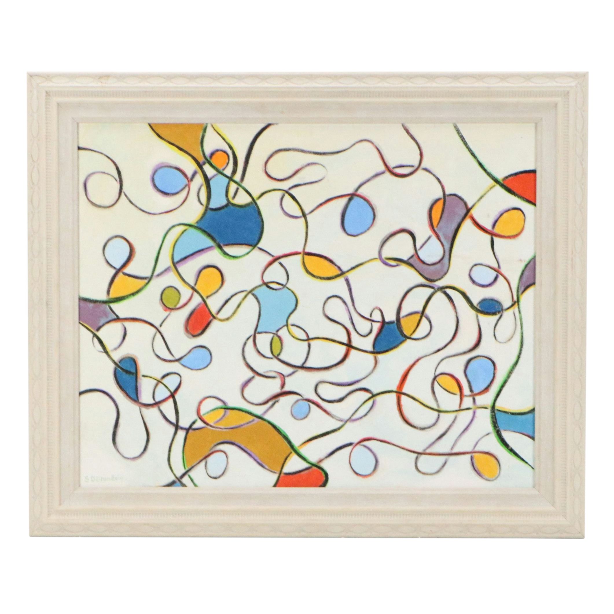 S. D. Brandlein Oil Painting of Organic Linear Composition, Late 20th Century