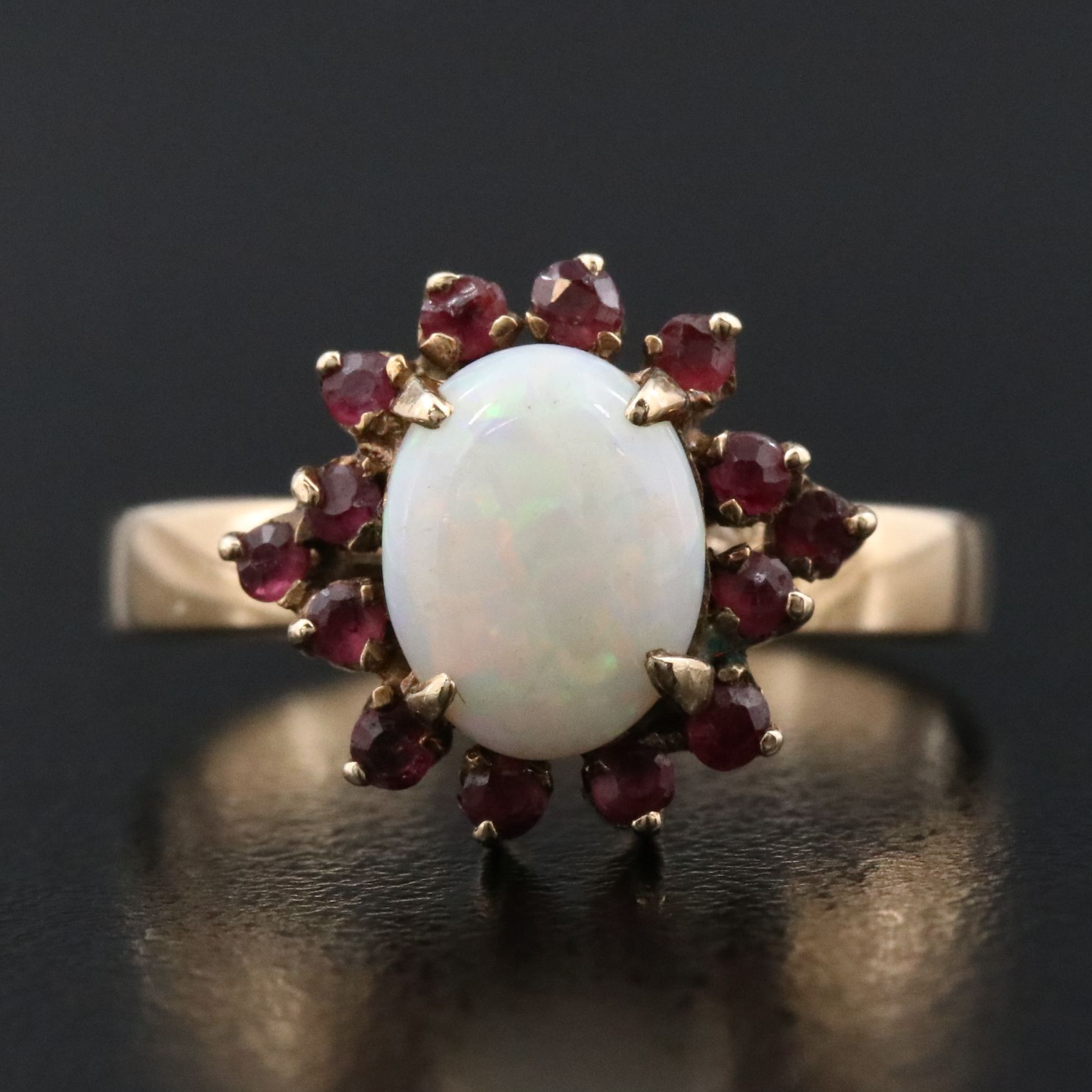 10K Opal and Ruby Ring