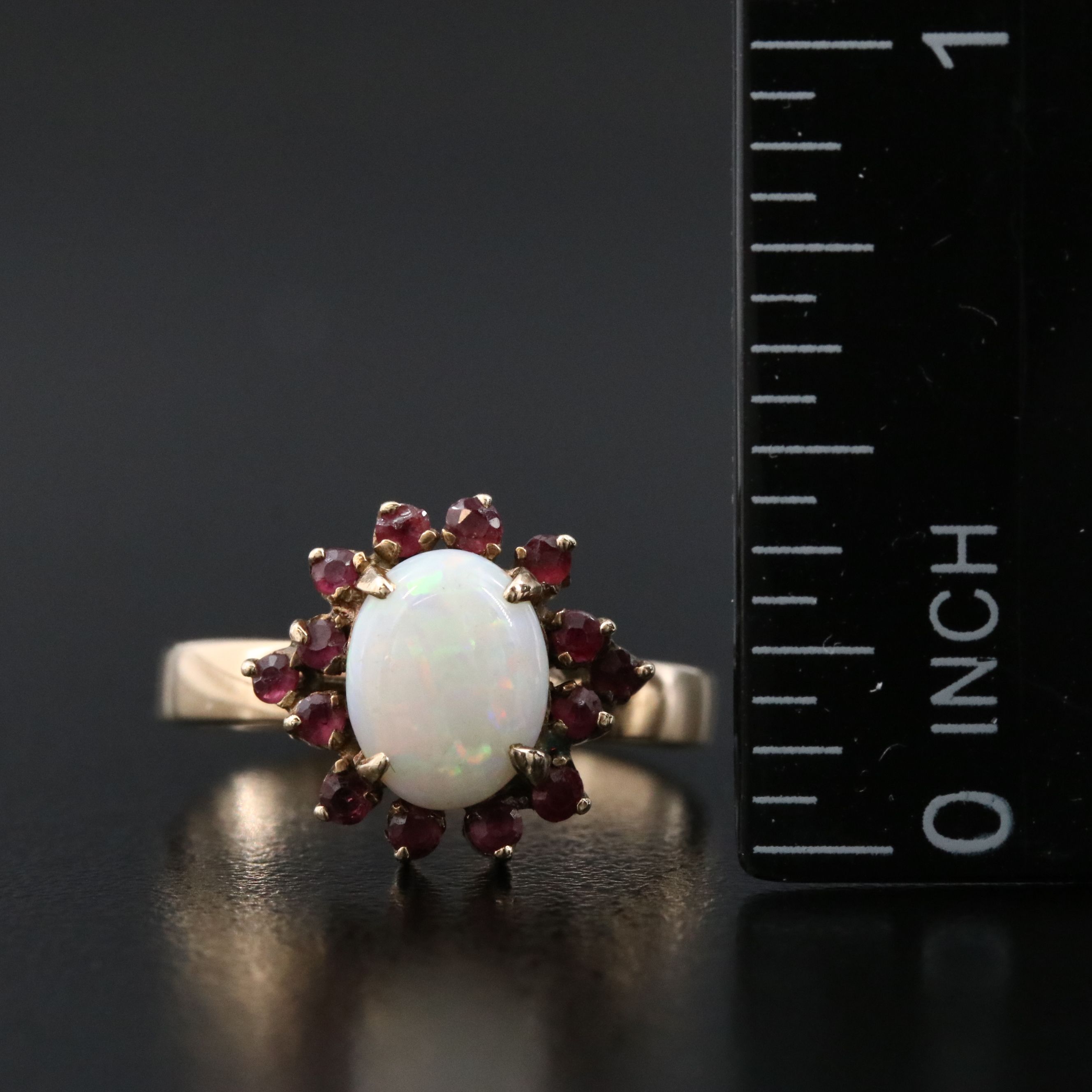 10K Opal and Ruby Ring