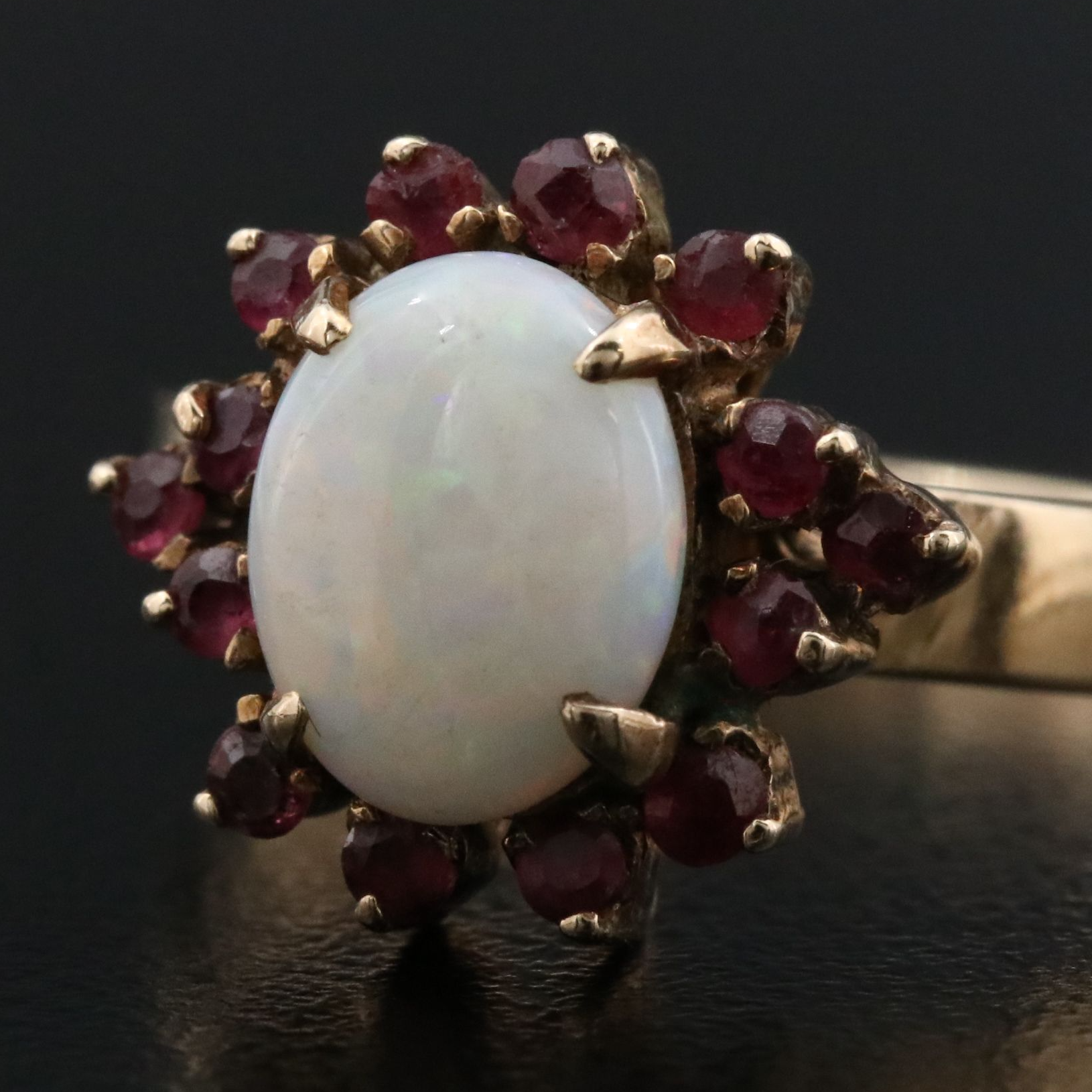 10K Opal and Ruby Ring