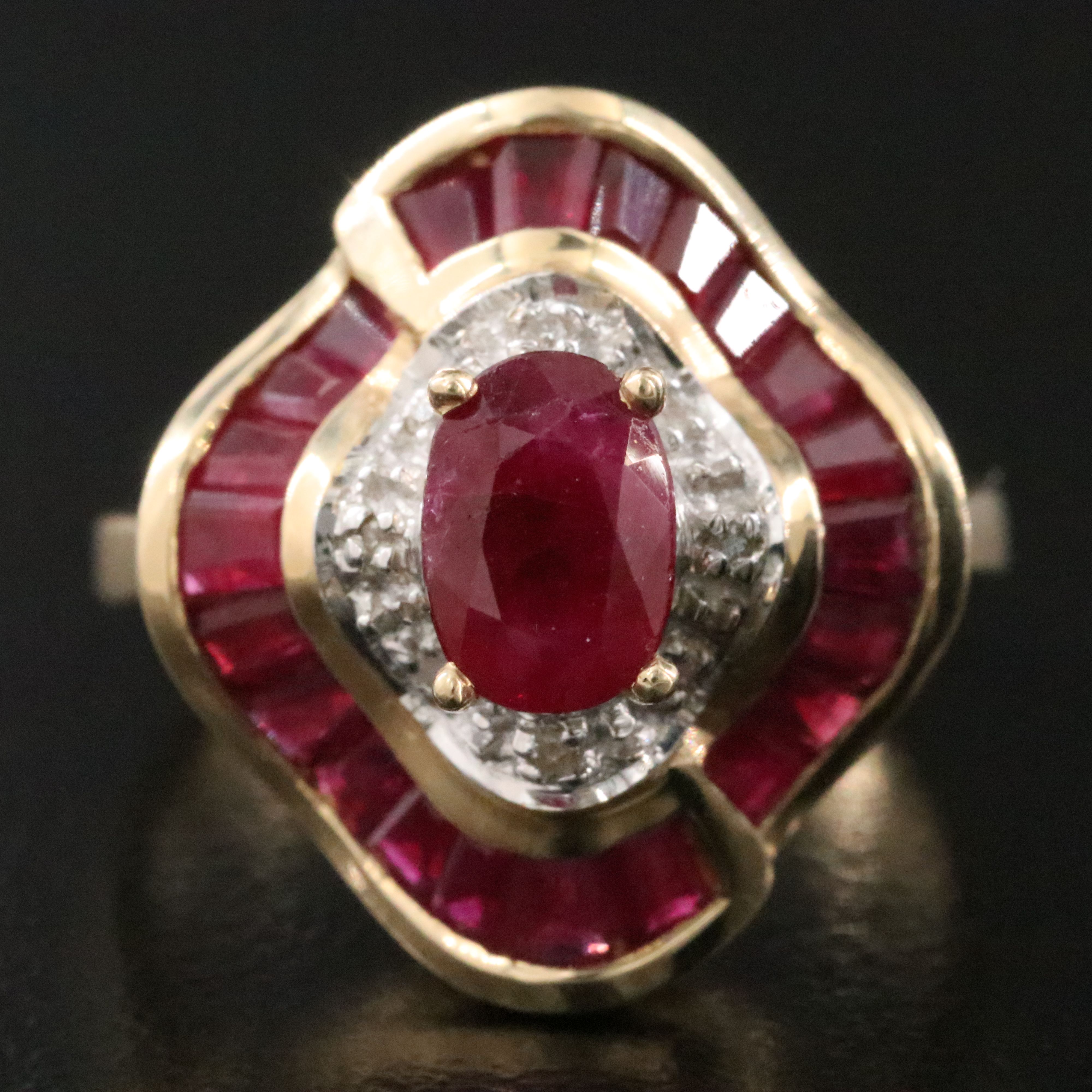 14K Ruby and Diamond Ballerina Ring