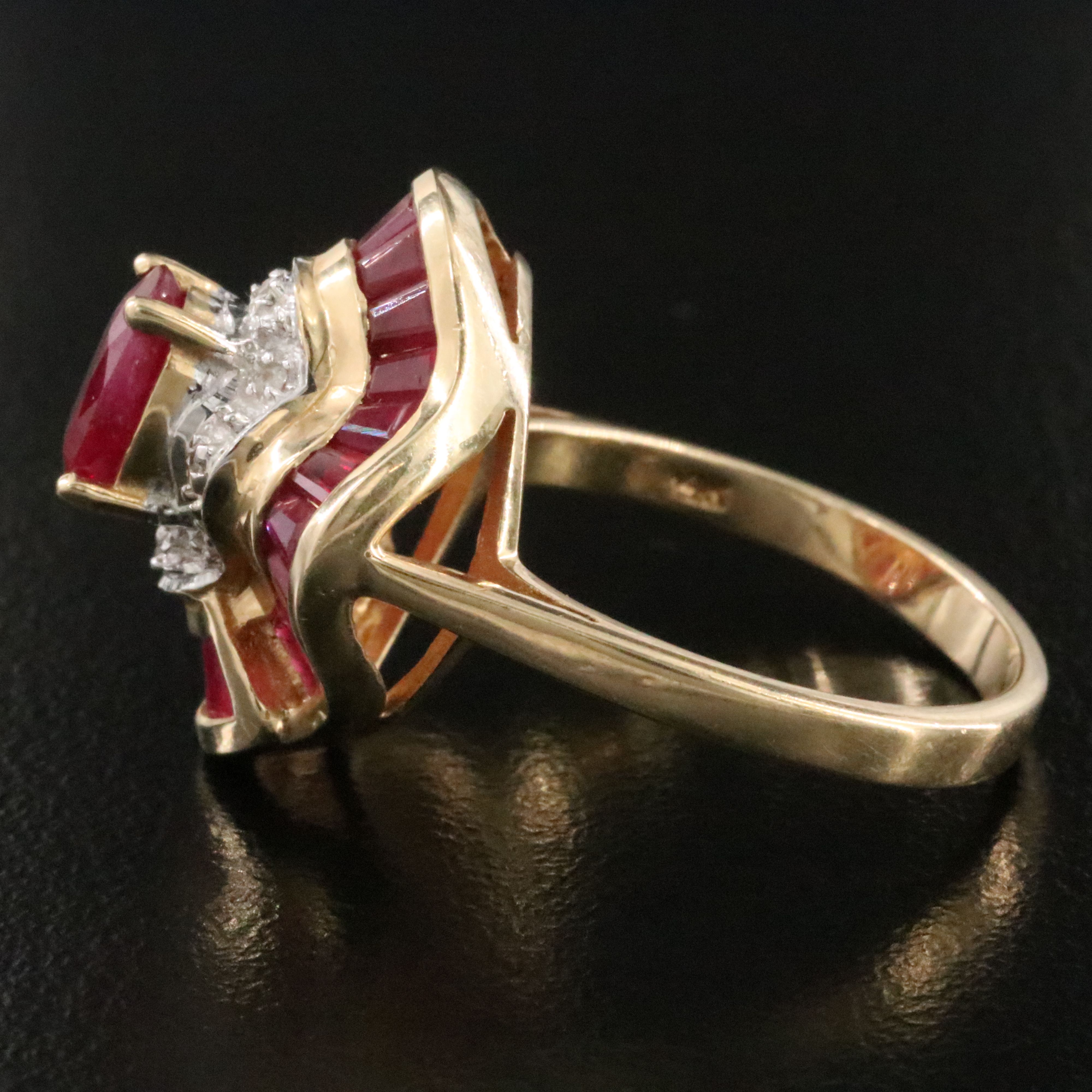 14K Ruby and Diamond Ballerina Ring