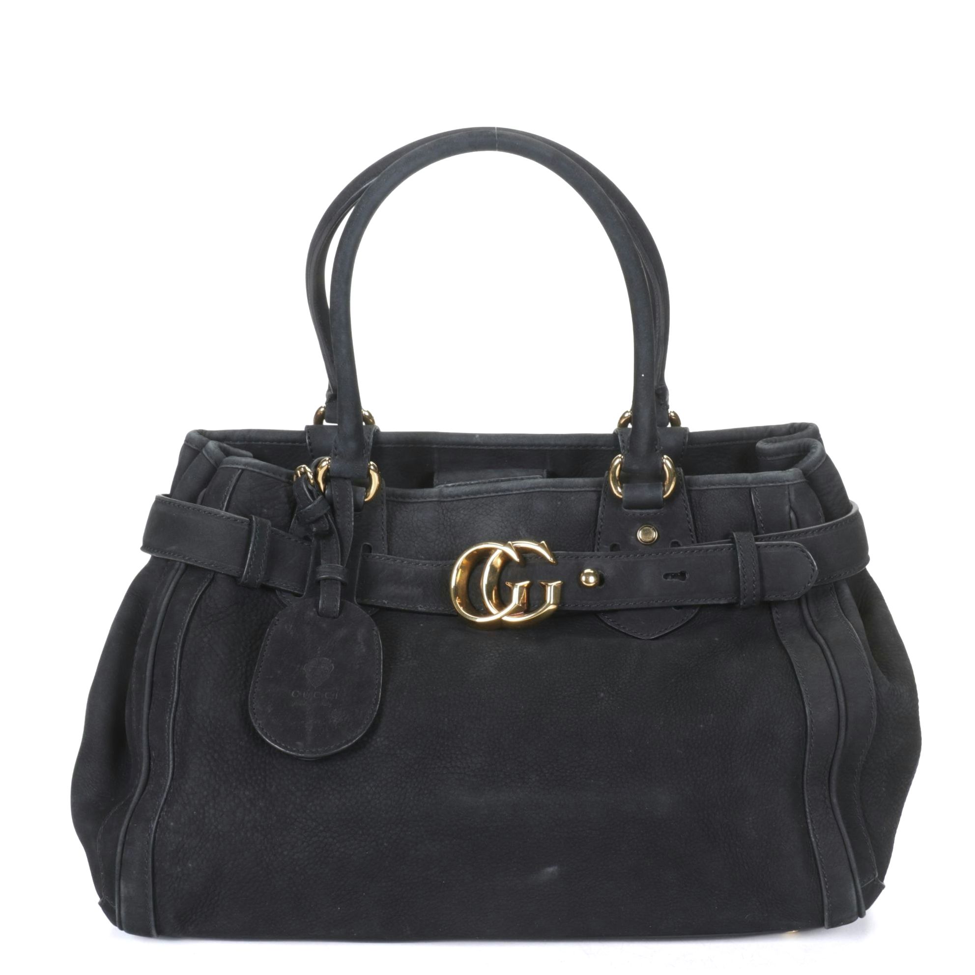 Gucci GG Medium Running Tote in Black Suede