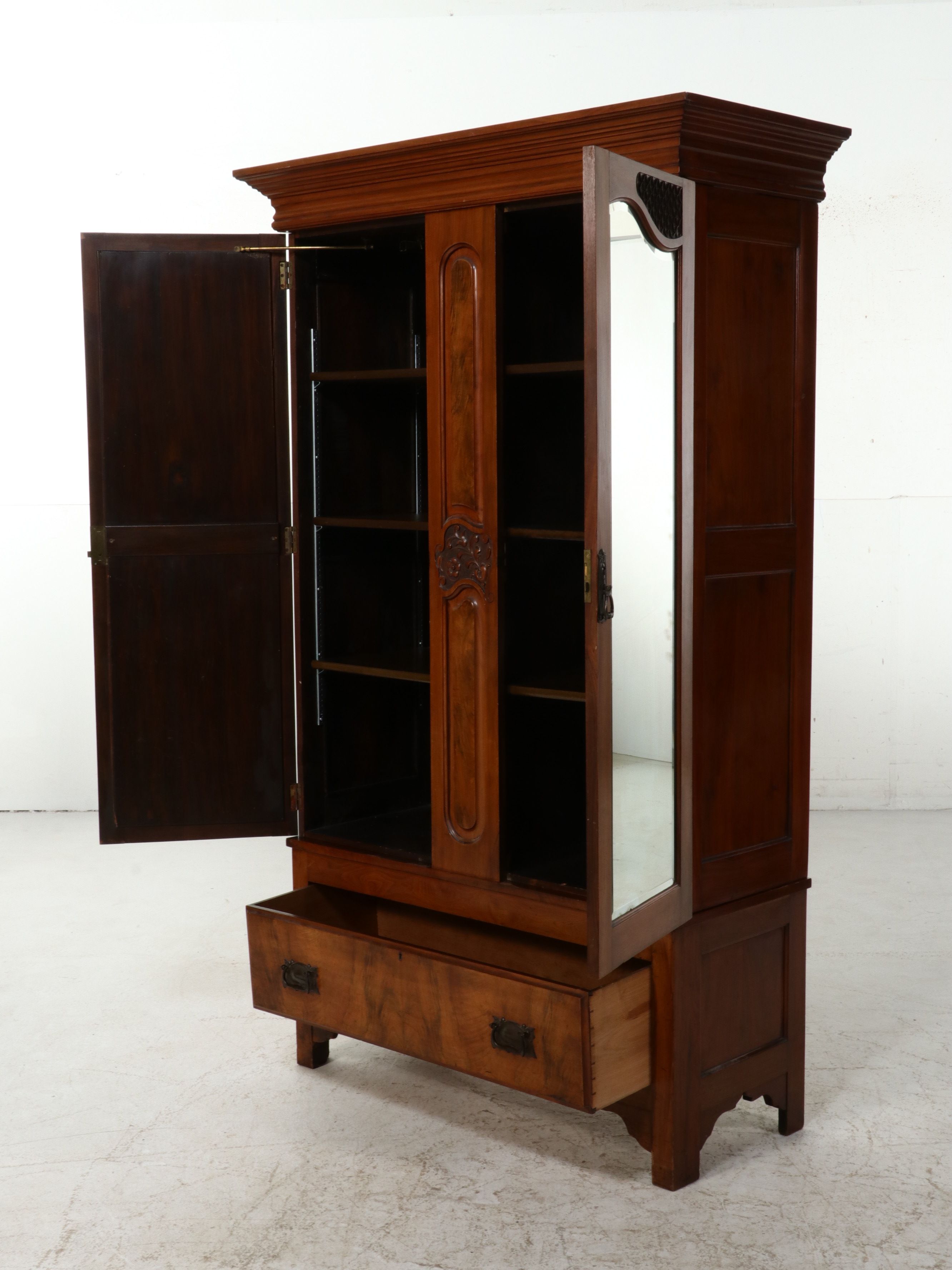 Late Victorian Knockdown Walnut Armoire