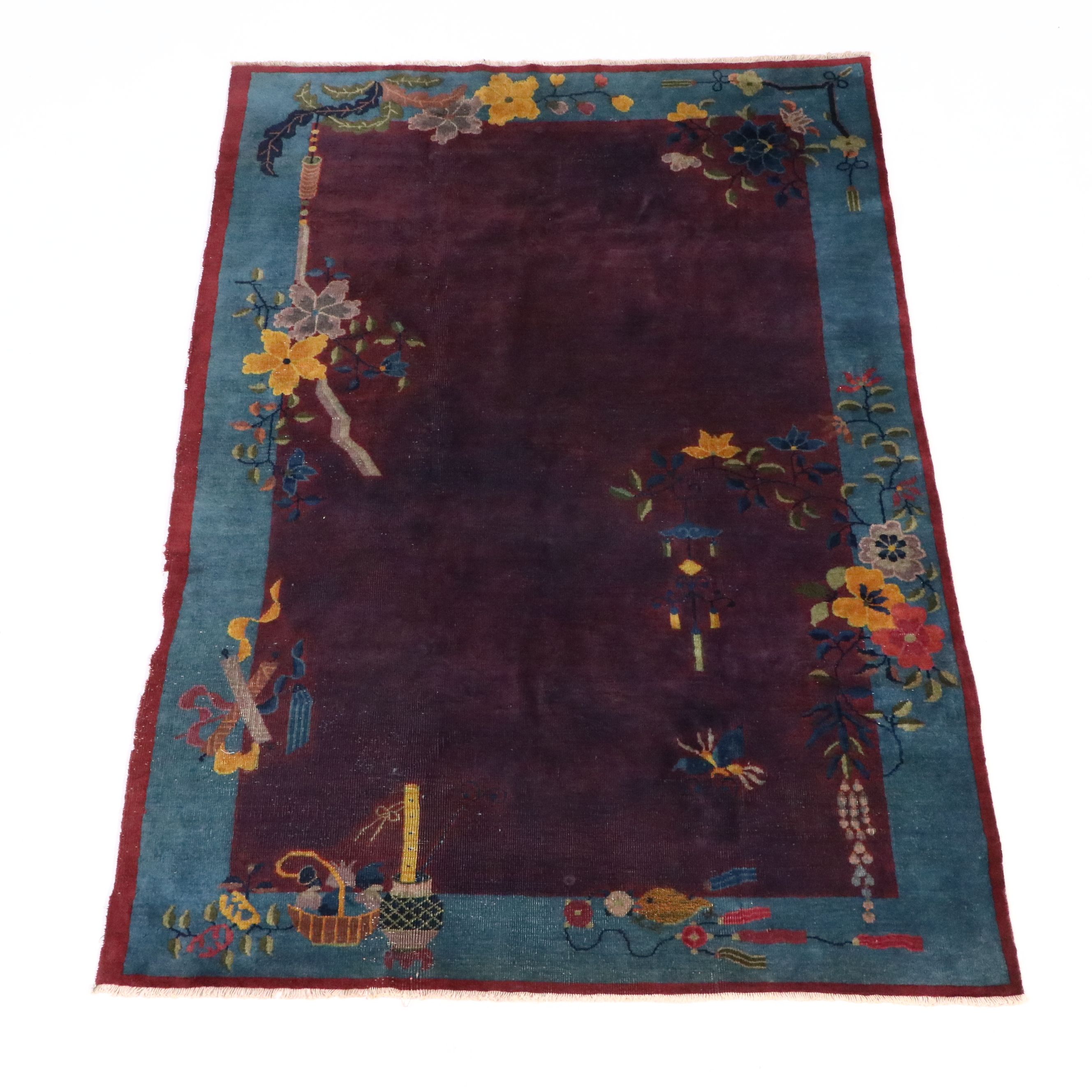 5'10 x 8'6 Hand-Knotted Chinese Nichols Art Deco Style Area Rug