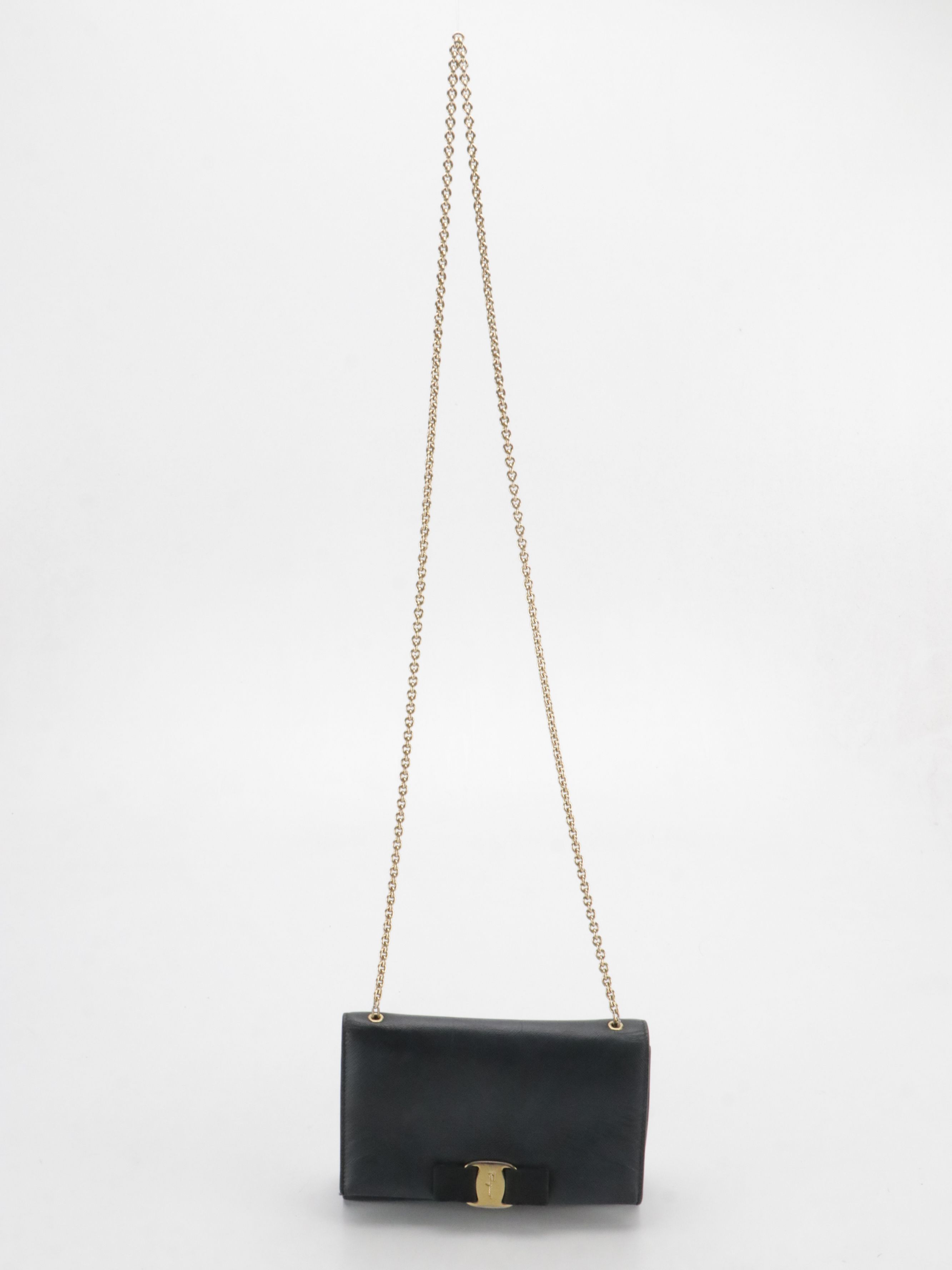 Salvatore Ferragamo Miss Vara Bow Crossbody Bag in Black Saffiano Lux Leather