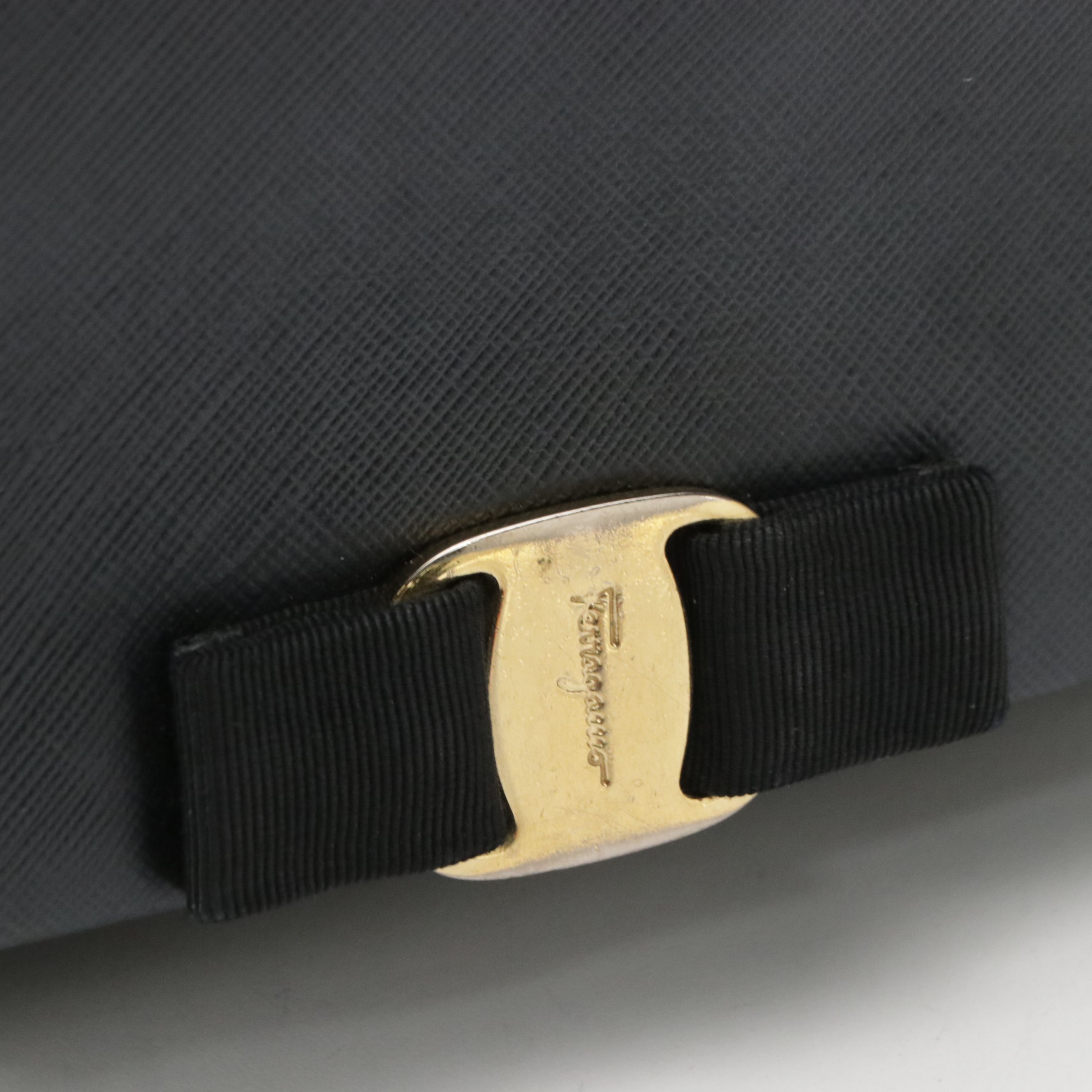 Salvatore Ferragamo Miss Vara Bow Crossbody Bag in Black Saffiano Lux Leather
