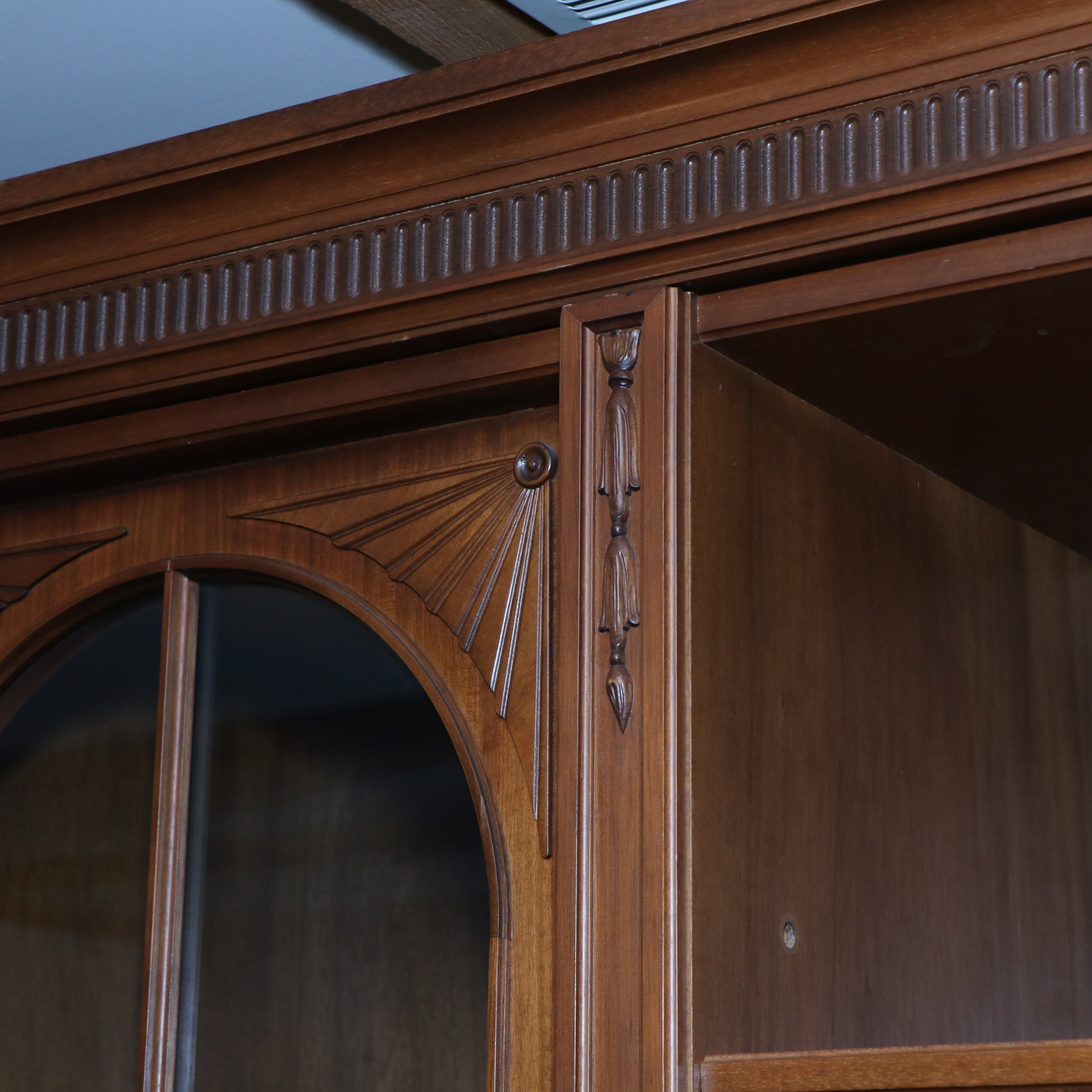 Large Traditional Walnut Library Wall Unit, Late 20th Century