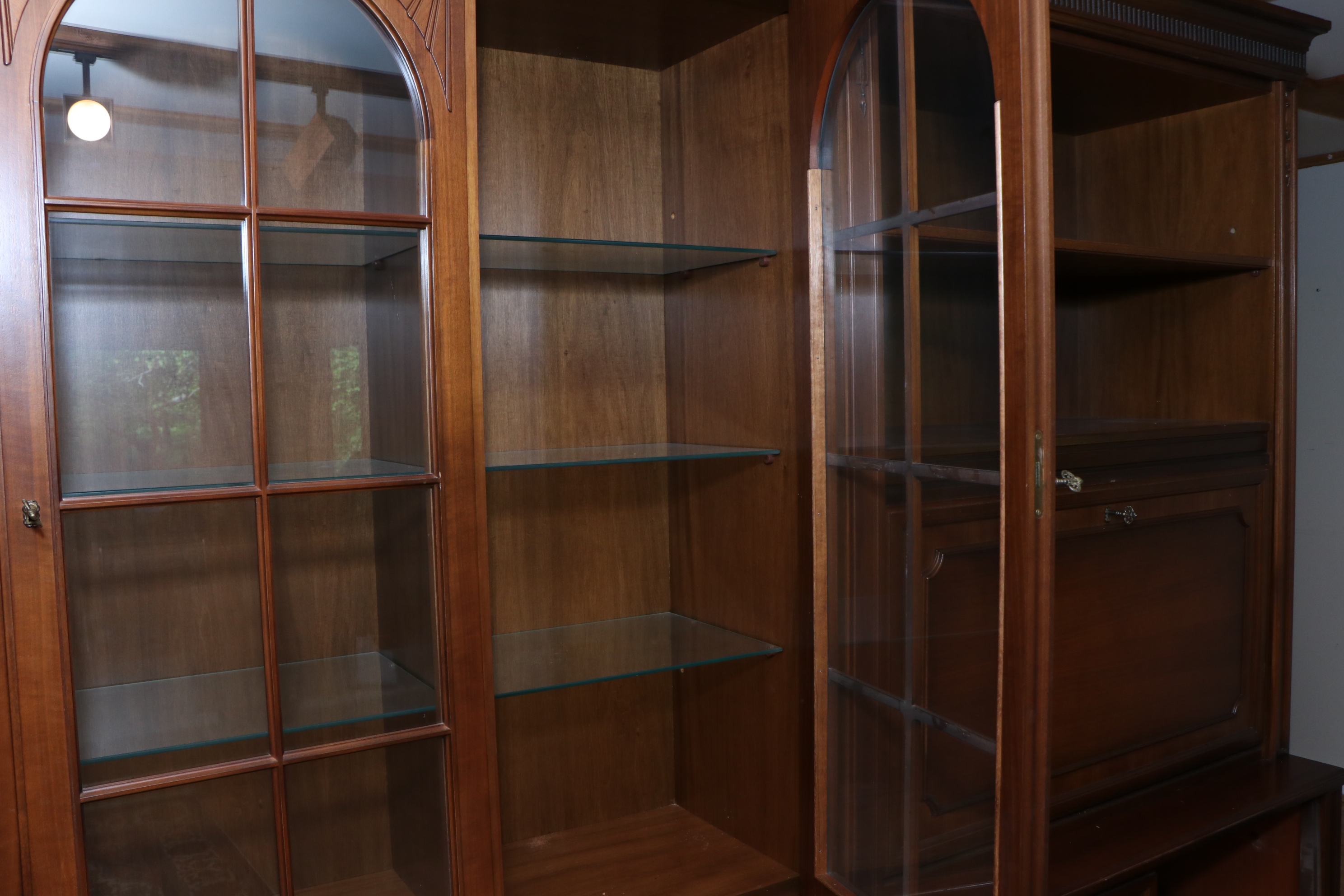 Large Traditional Walnut Library Wall Unit, Late 20th Century