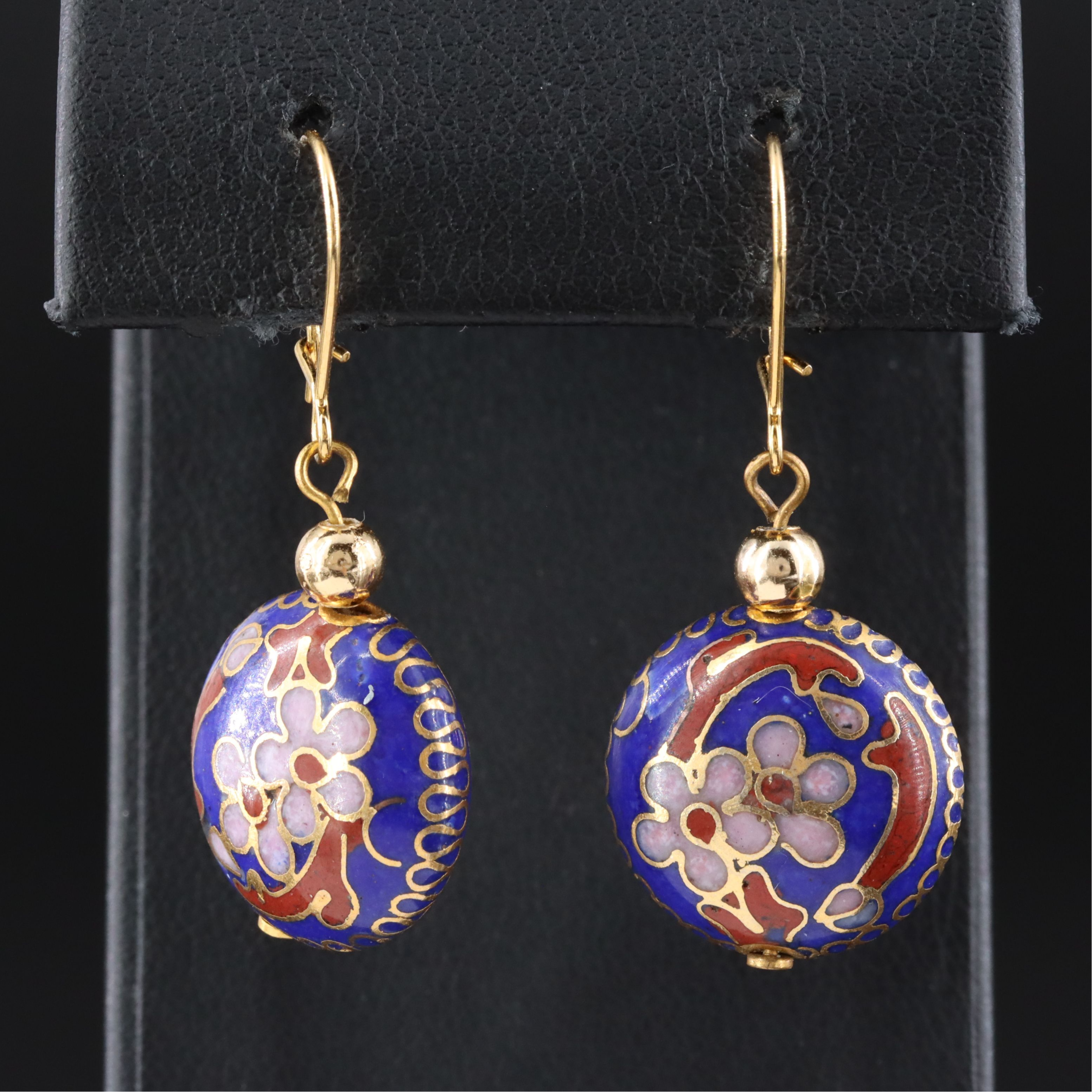 Cloisonné Enamel Floral Earrings