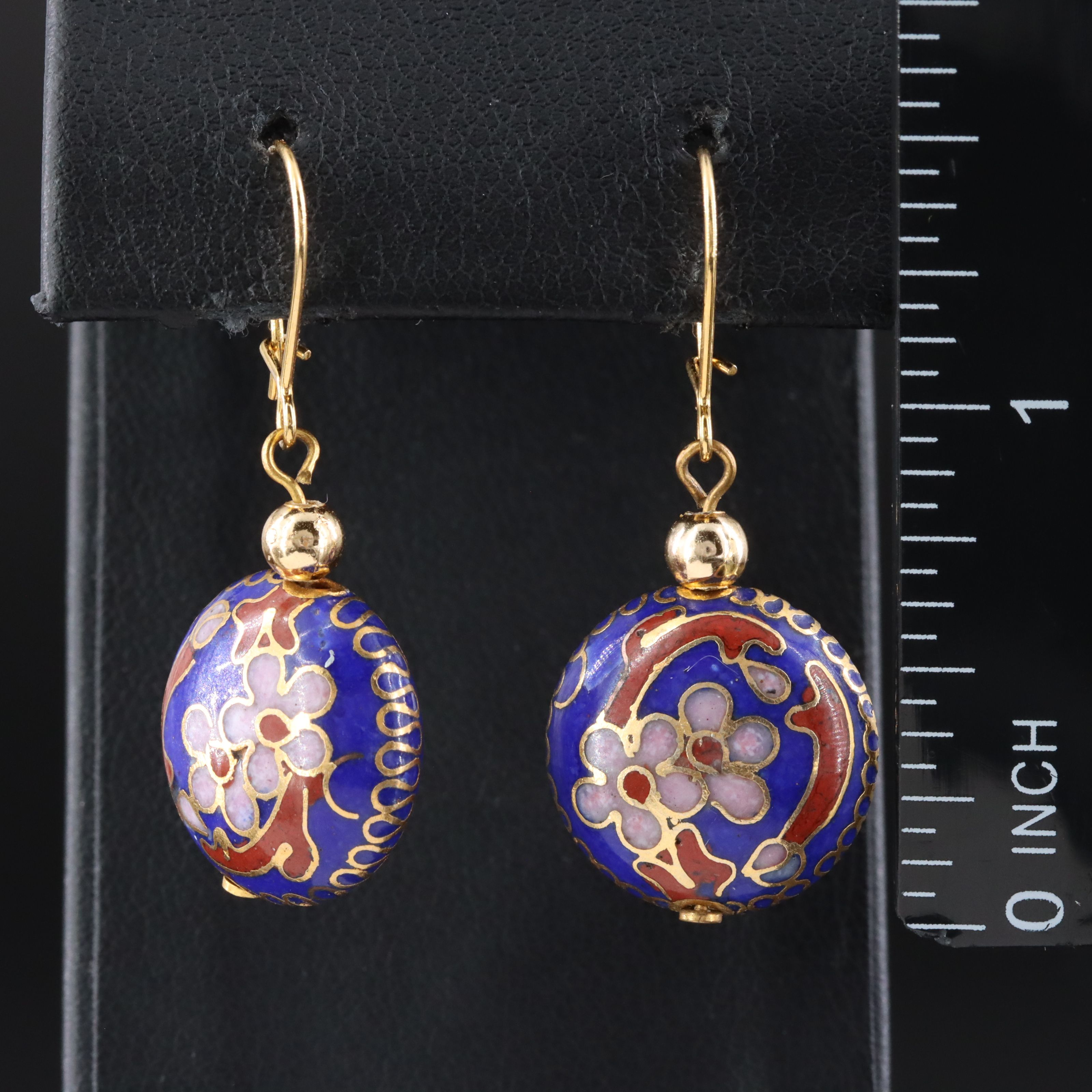 Cloisonné Enamel Floral Earrings