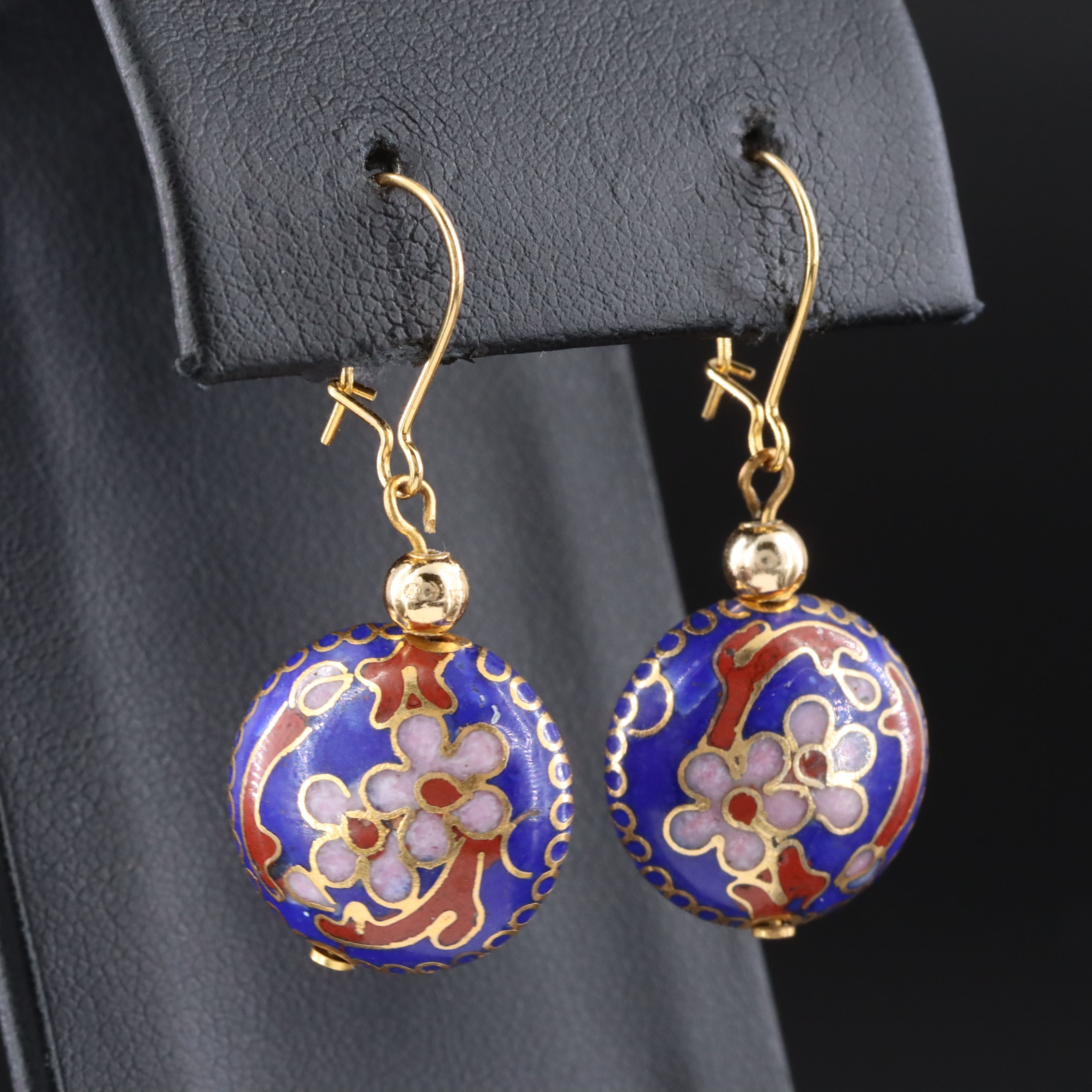 Cloisonné Enamel Floral Earrings