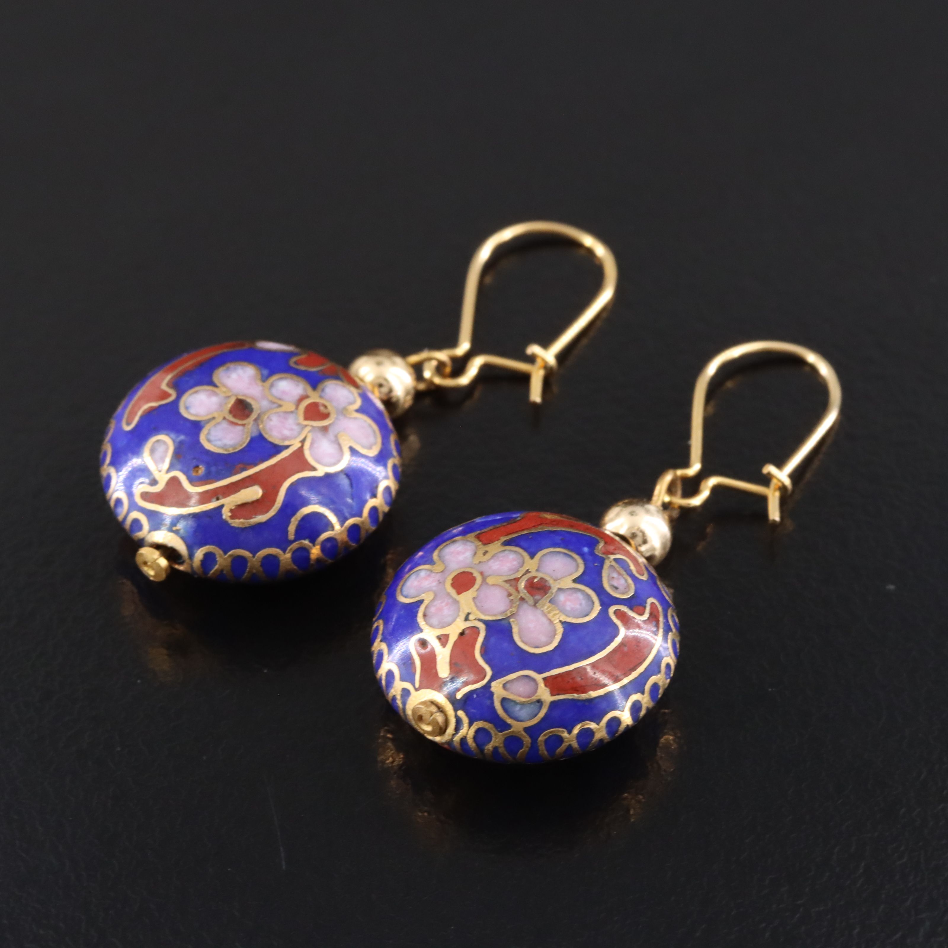 Cloisonné Enamel Floral Earrings