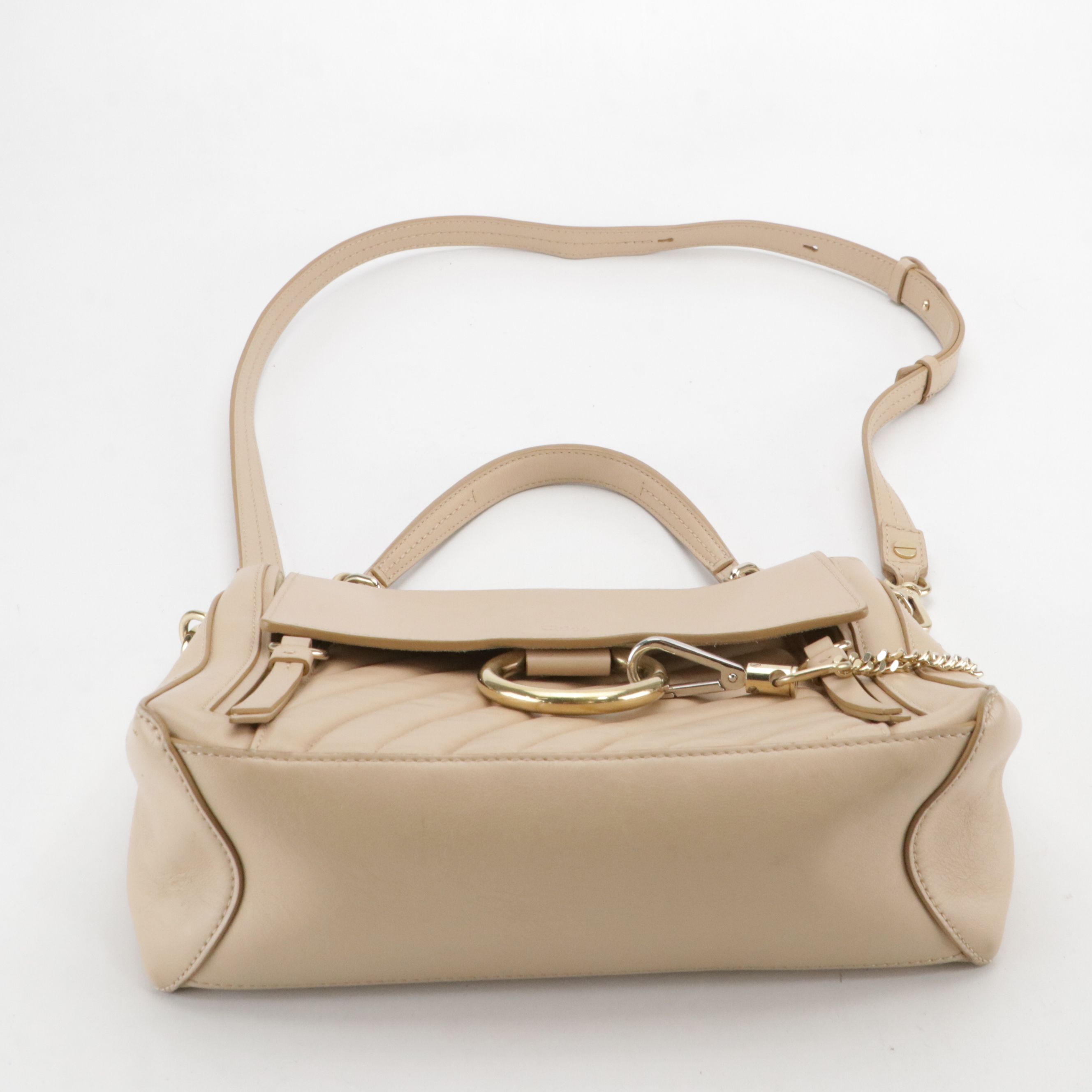 Chloé Faye Day Two-Way Satchel Bag in Beige Quilted and Smooth Calfskin Leather