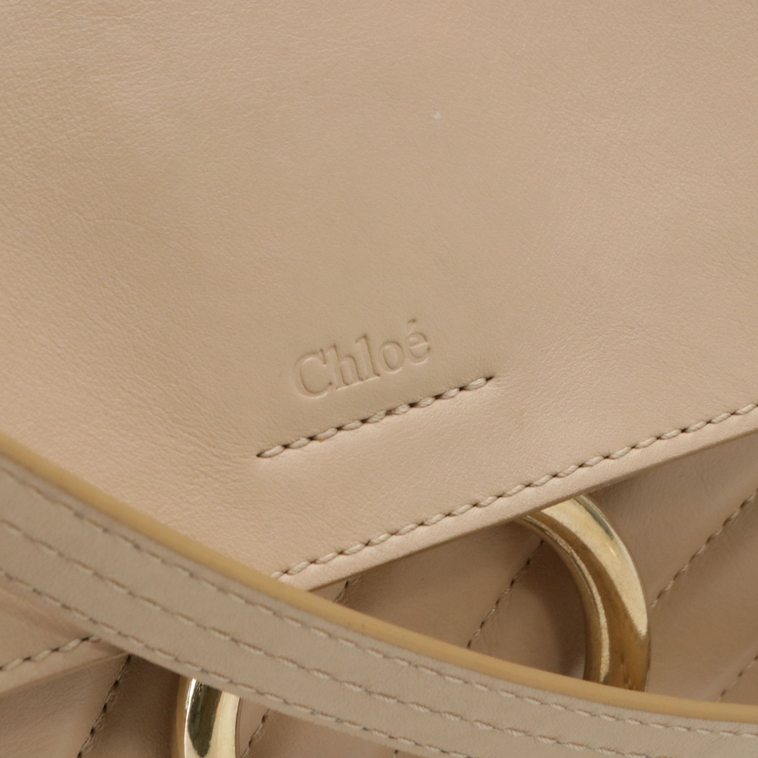 Chloé Faye Day Two-Way Satchel Bag in Beige Quilted and Smooth Calfskin Leather