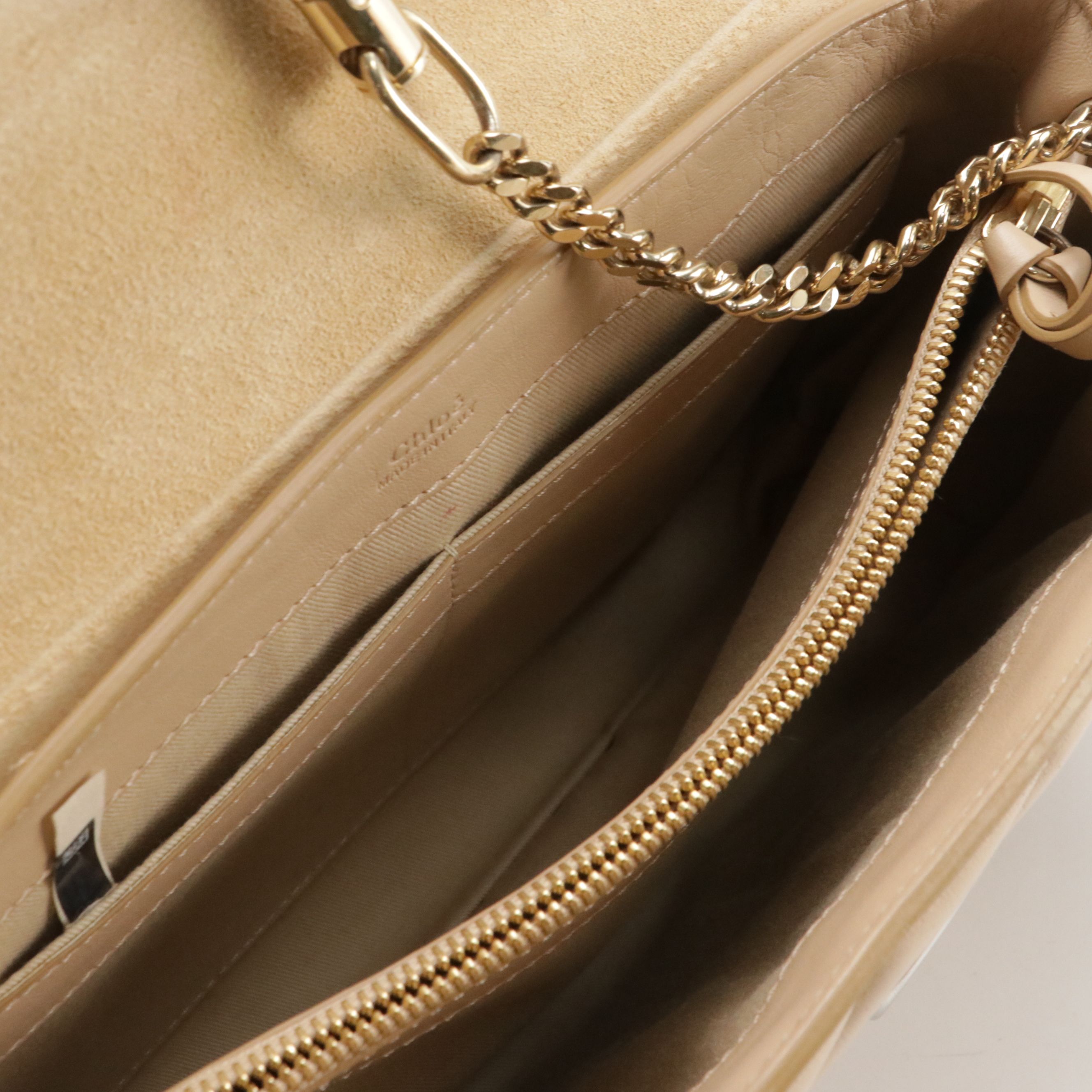 Chloé Faye Day Two-Way Satchel Bag in Beige Quilted and Smooth Calfskin Leather