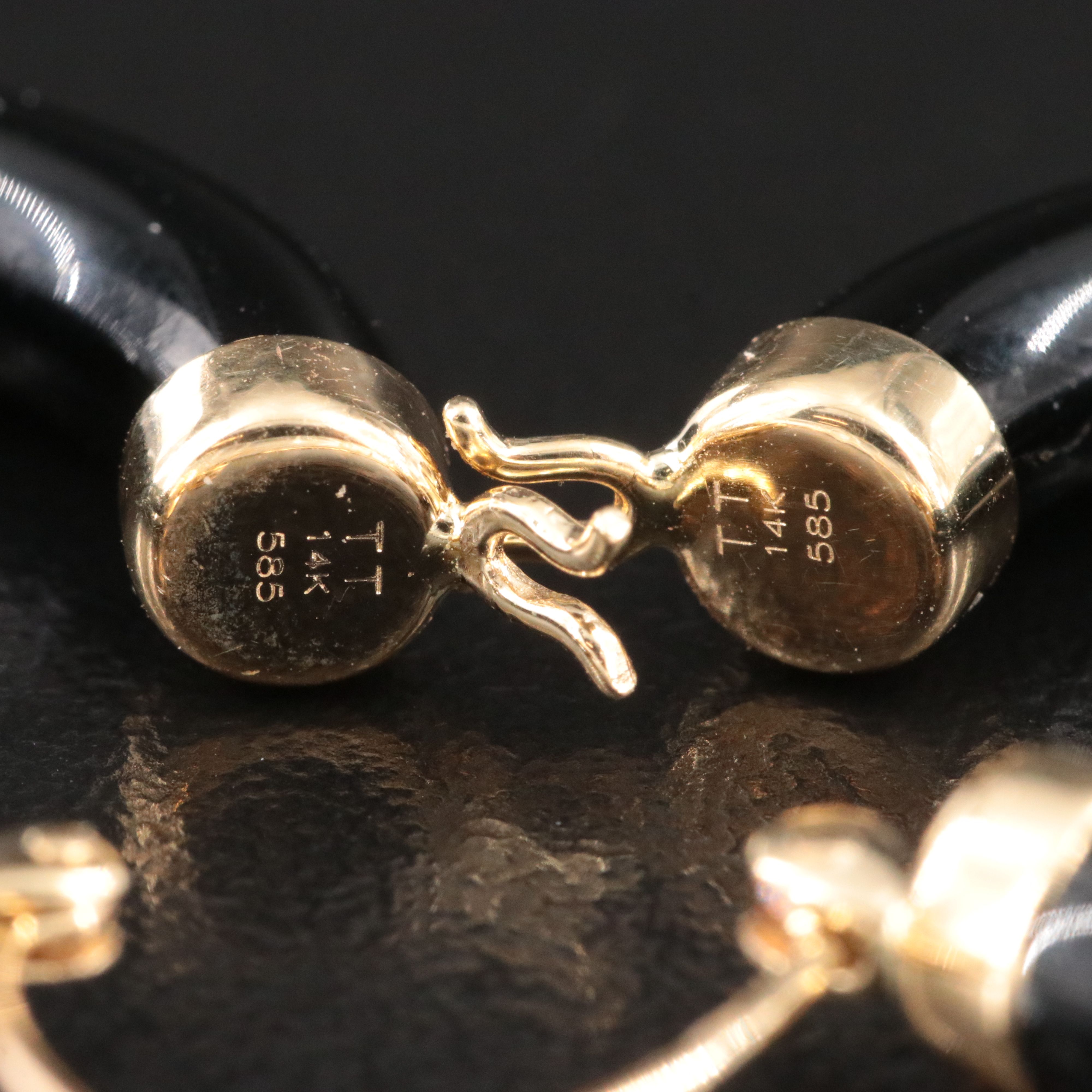 14K Black Onyx Hoop Earrings
