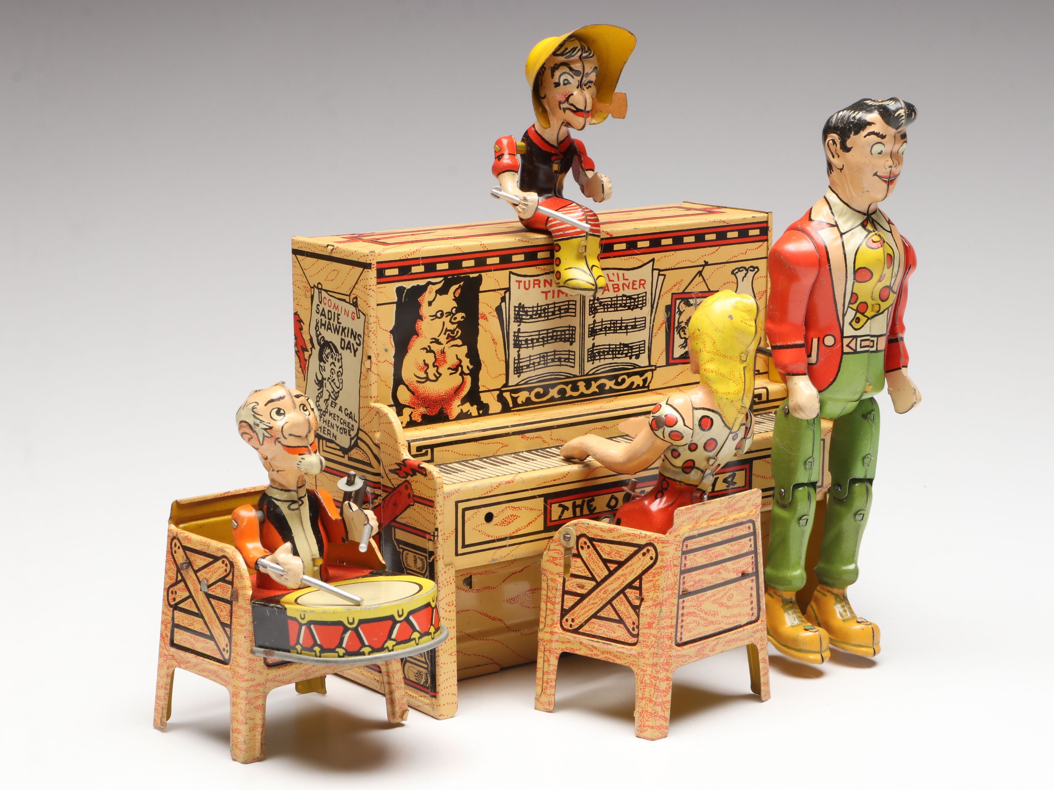 Unique Art Mfg. Co. "Li'l Abner and His Dogpatch Band" Wind-Up Toy, Circa 1945