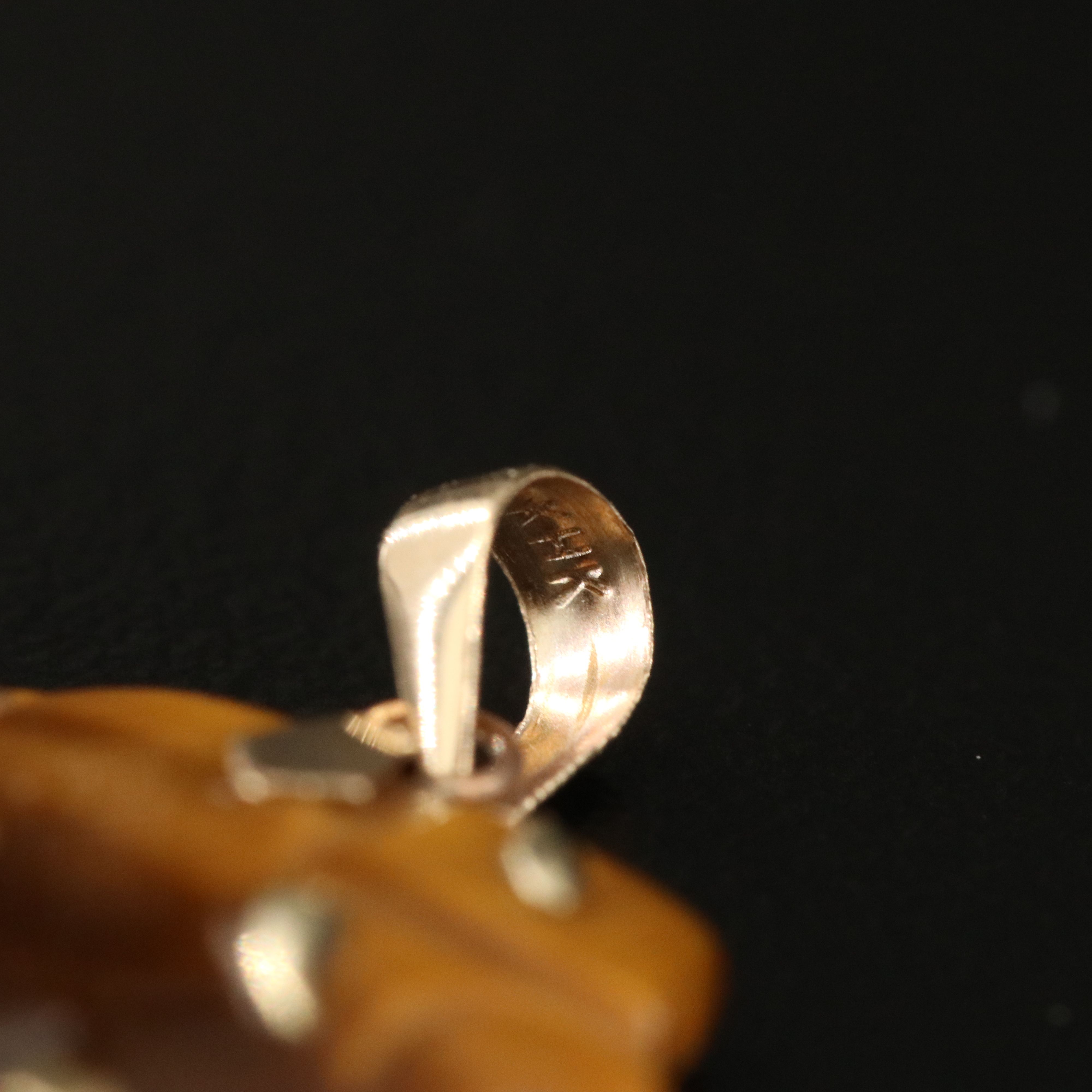 14K Tigers Eye Elephant Pendant