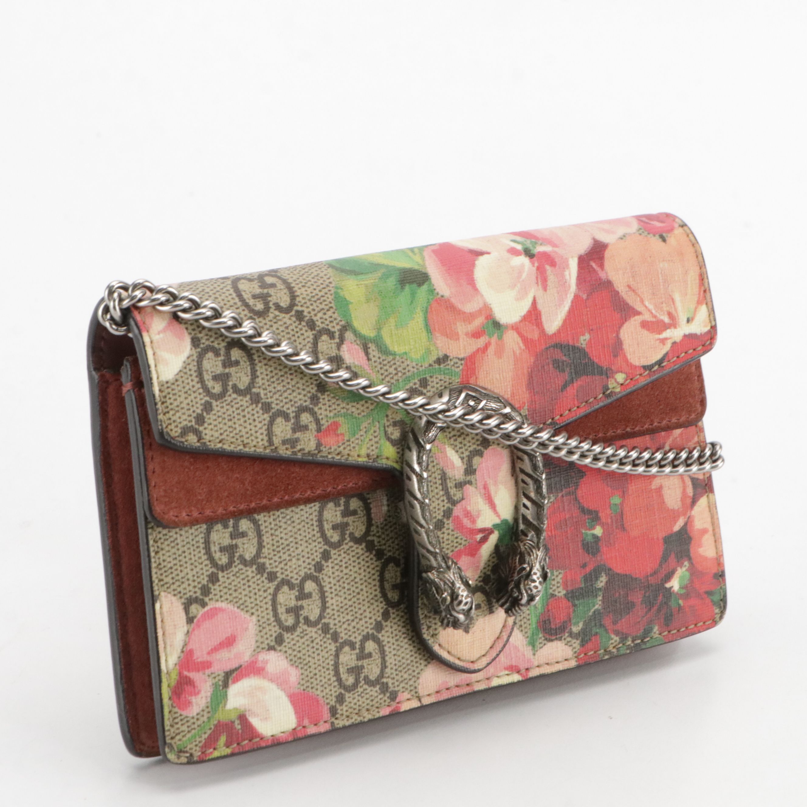 Gucci Dionysus Super Mini Chain Crossbody Bag in GG Supreme Bloom Canvas