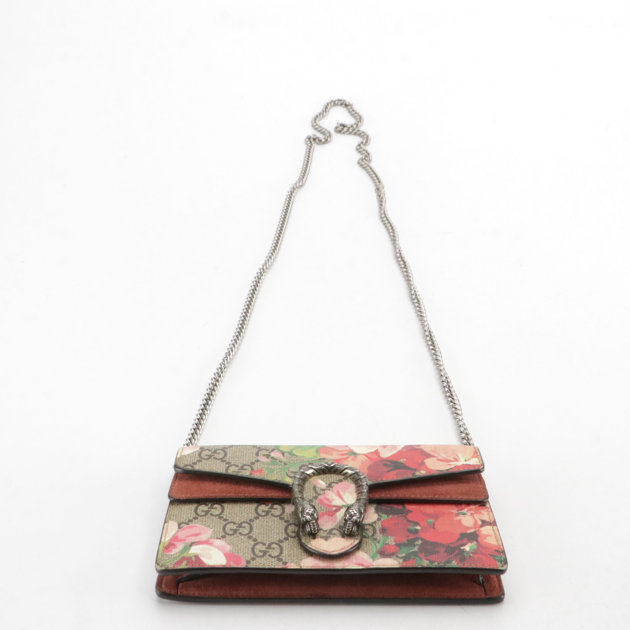 Gucci Dionysus Super Mini Chain Crossbody Bag in GG Supreme Bloom Canvas