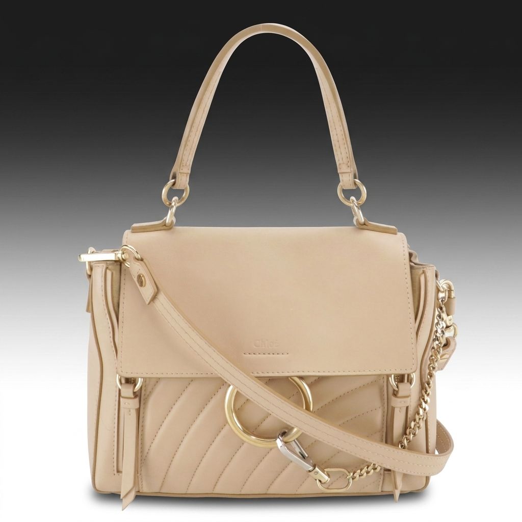 Chloé Faye Day Two-Way Satchel Bag in Beige Quilted and Smooth Calfskin Leather
