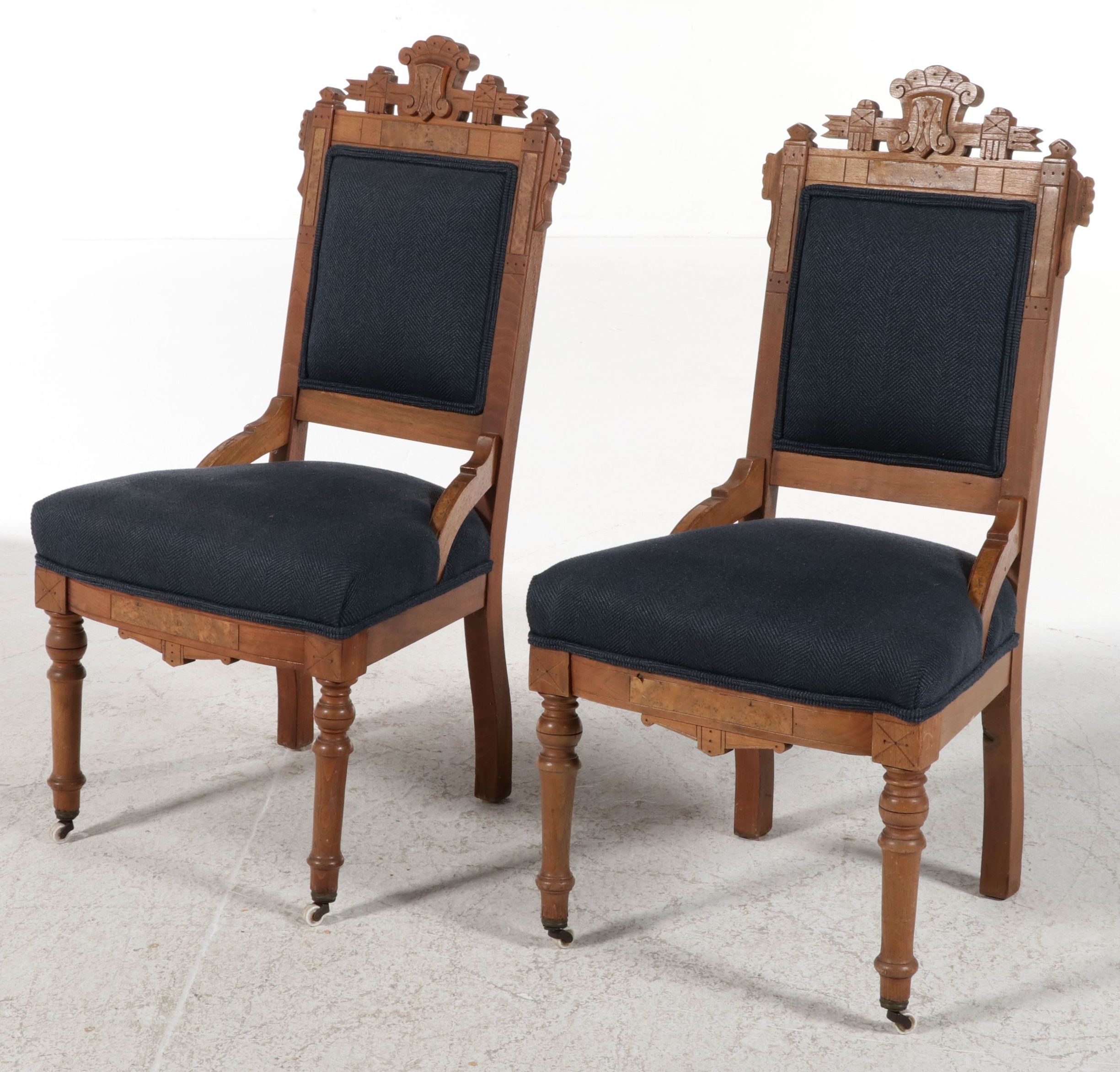 Pair of Victorian Renaissance Revival Upholstered Side Chairs