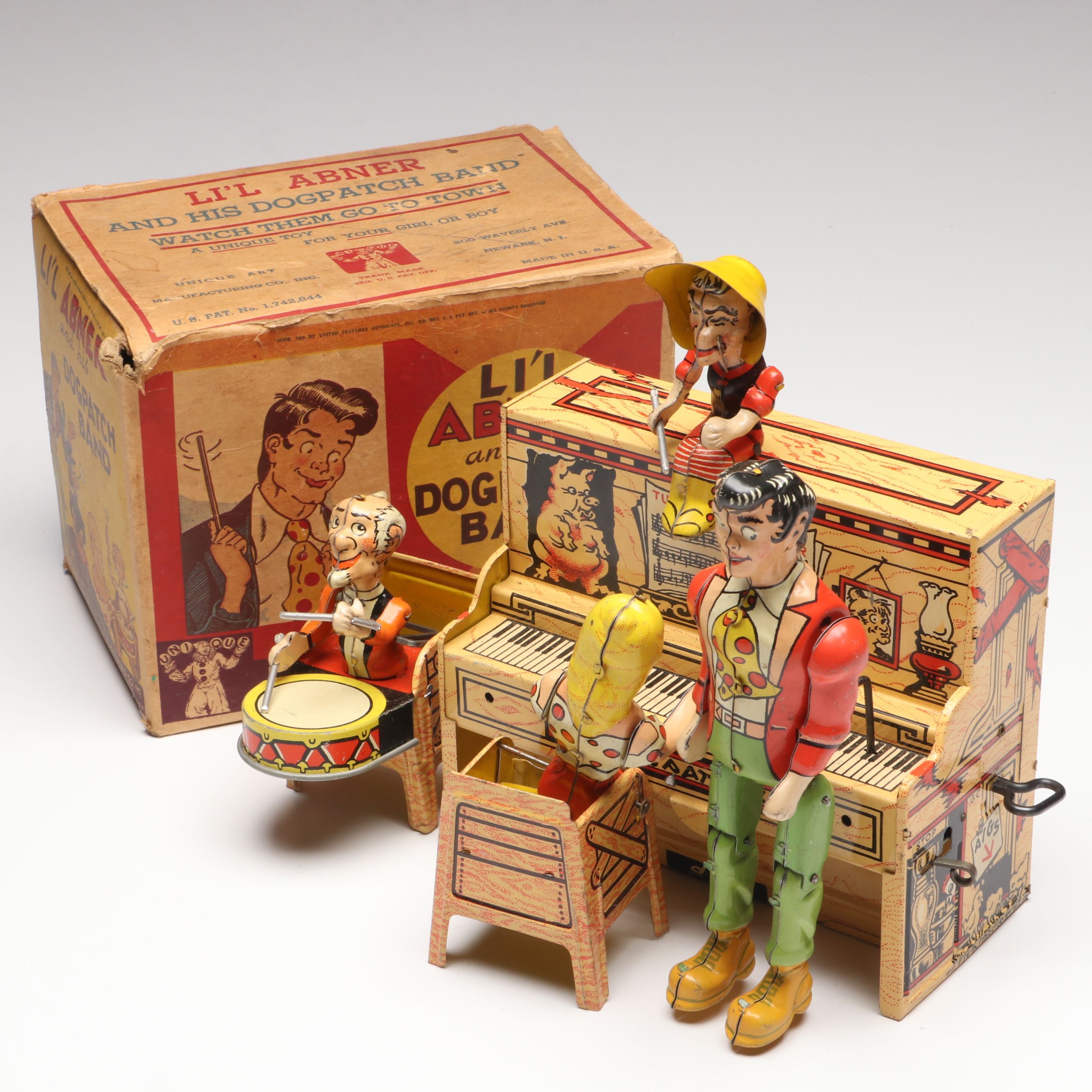 Unique Art Mfg. Co. "Li'l Abner and His Dogpatch Band" Wind-Up Toy, Circa 1945