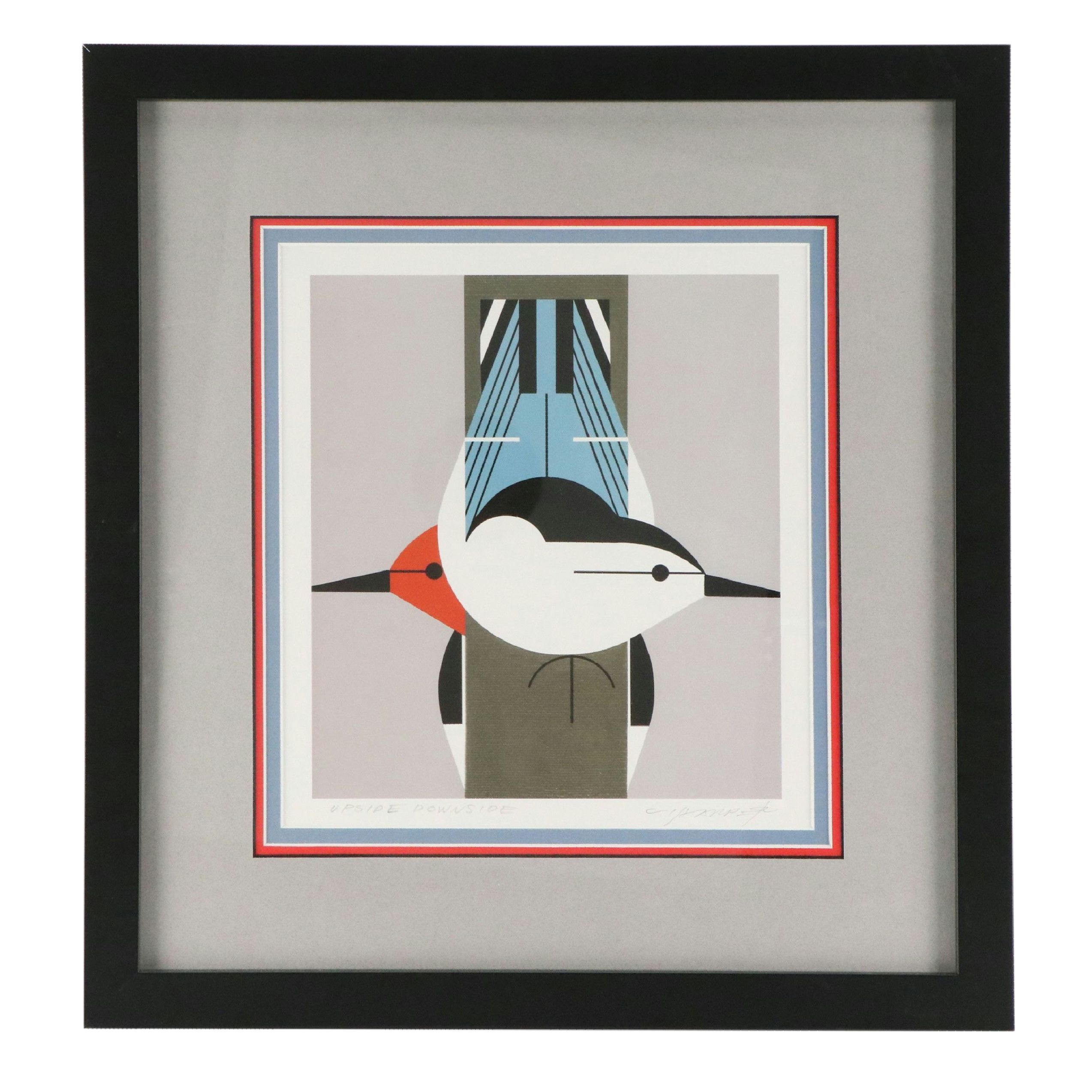 Charley Harper Offset Lithograph "Upside Downside," 2000