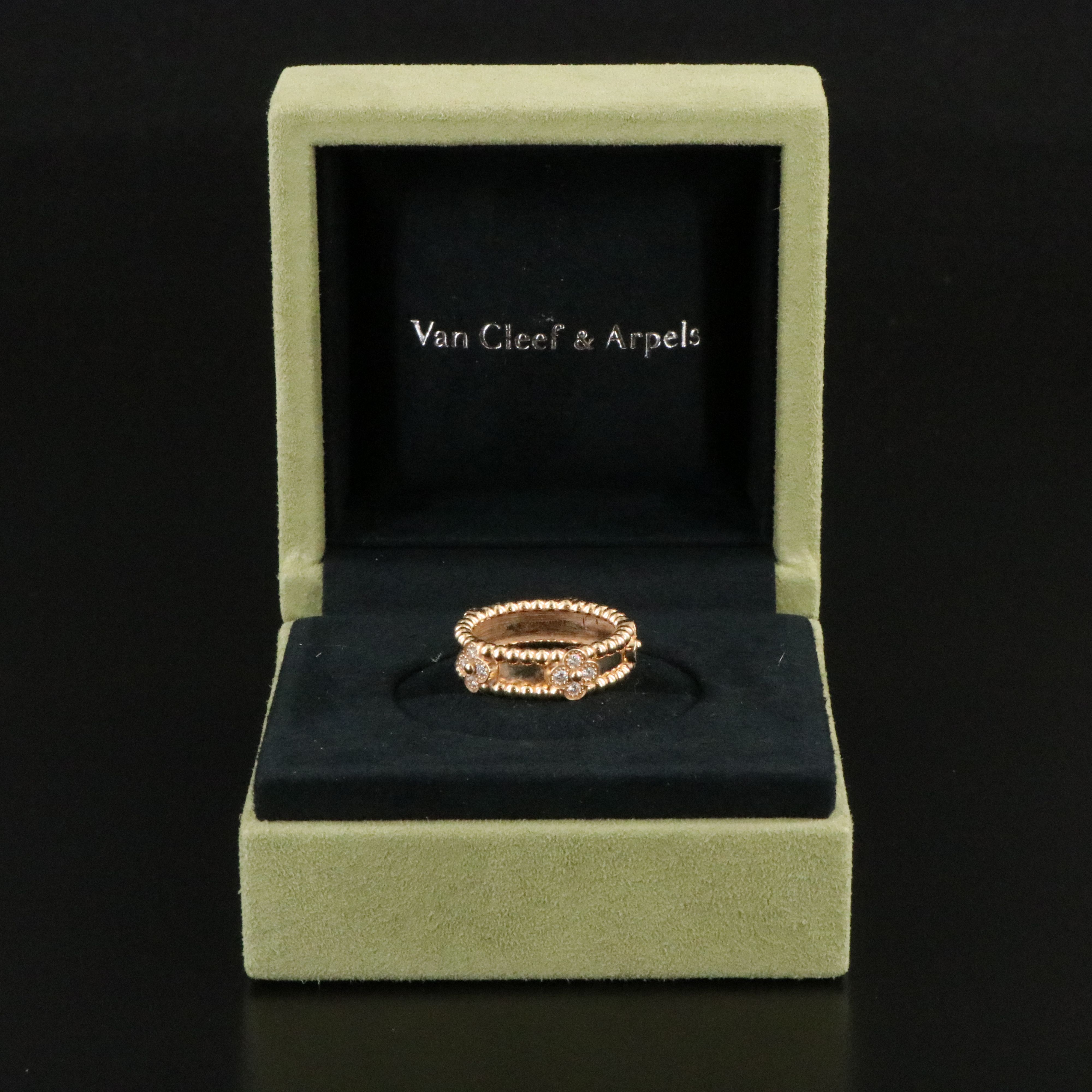Van Cleef & Arpels Perlée Sweet Clovers 18K 0.31 CTW Diamond Ring with COA
