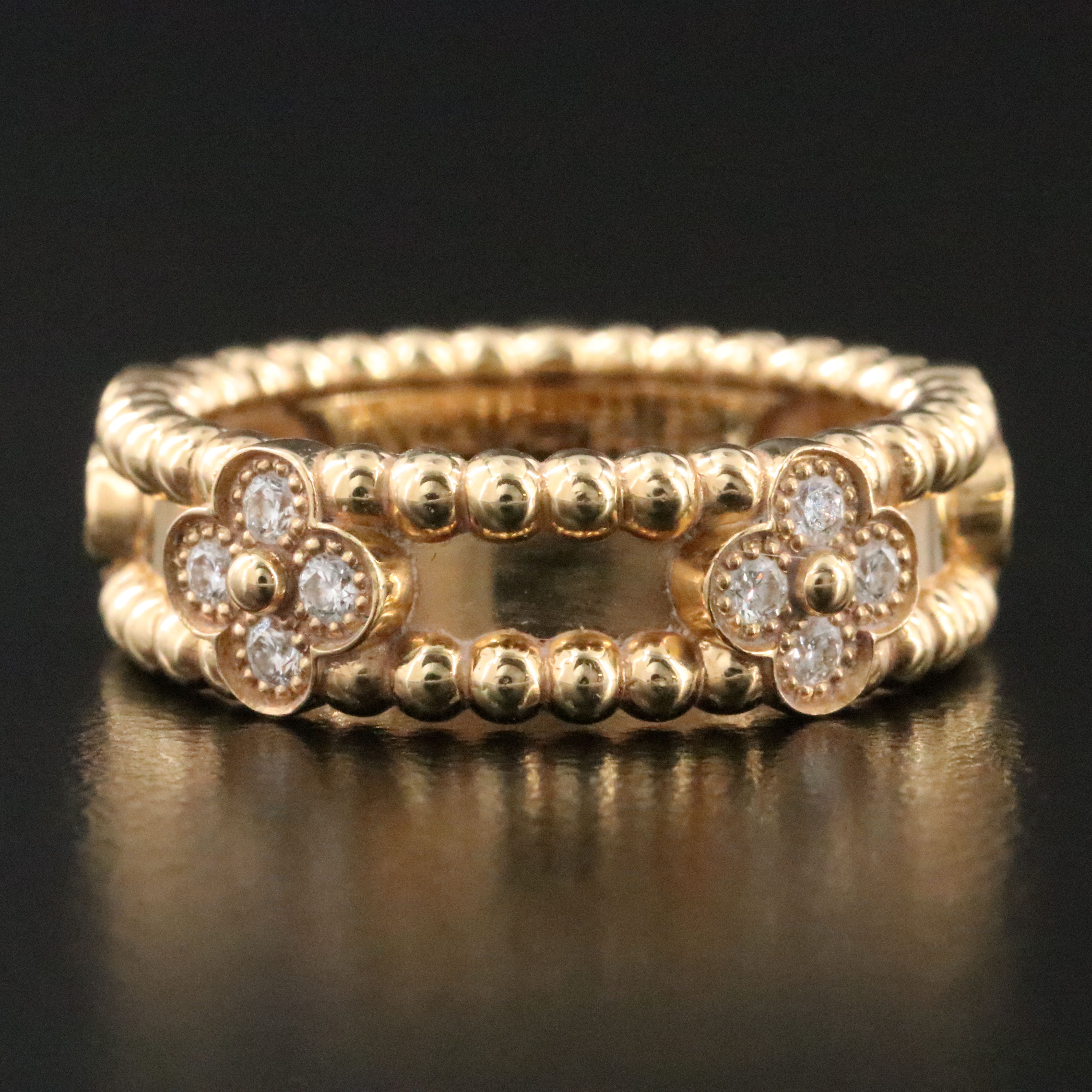 Van Cleef & Arpels Perlée Sweet Clovers 18K 0.31 CTW Diamond Ring with COA
