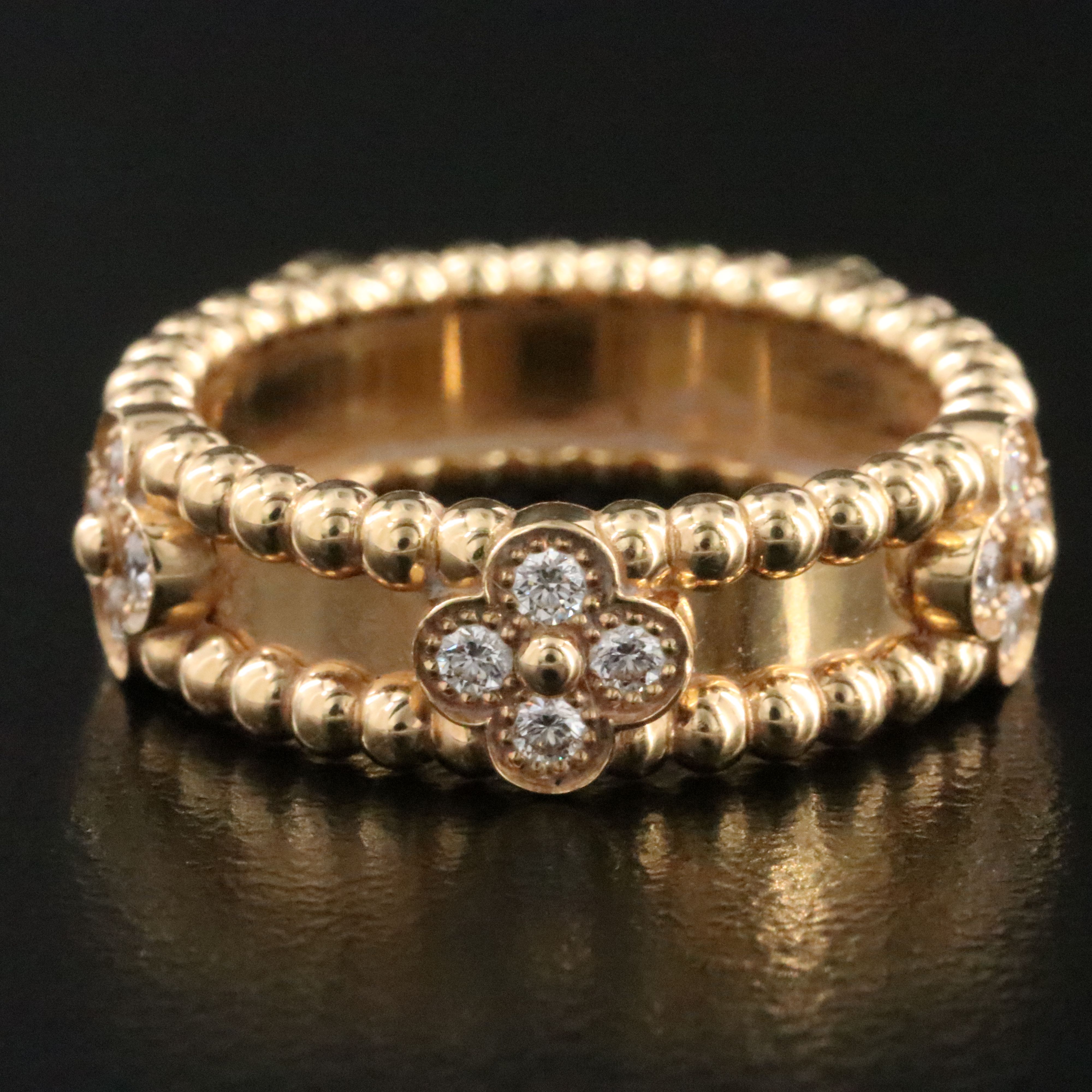 Van Cleef & Arpels Perlée Sweet Clovers 18K 0.31 CTW Diamond Ring with COA