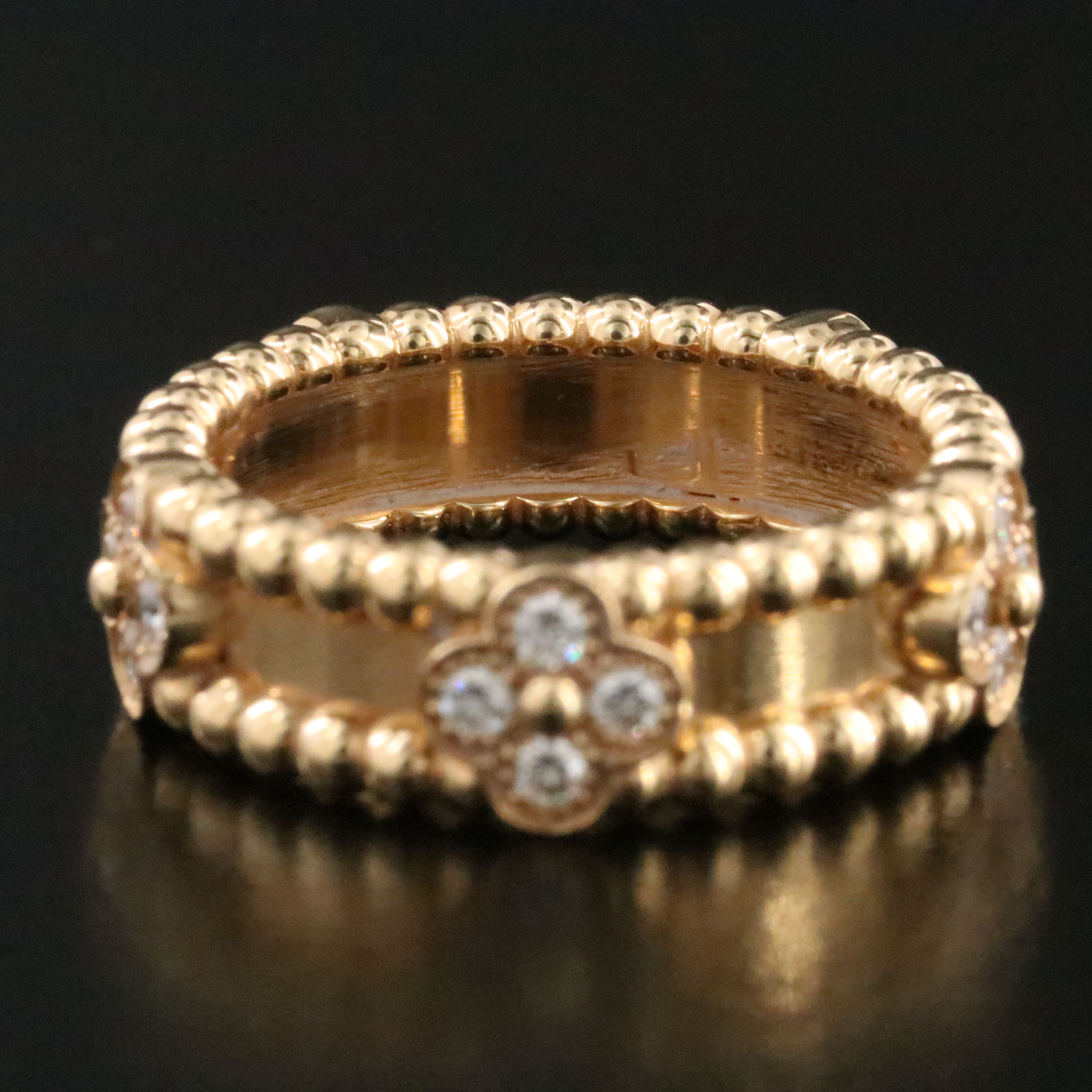 Van Cleef & Arpels Perlée Sweet Clovers 18K 0.31 CTW Diamond Ring with COA