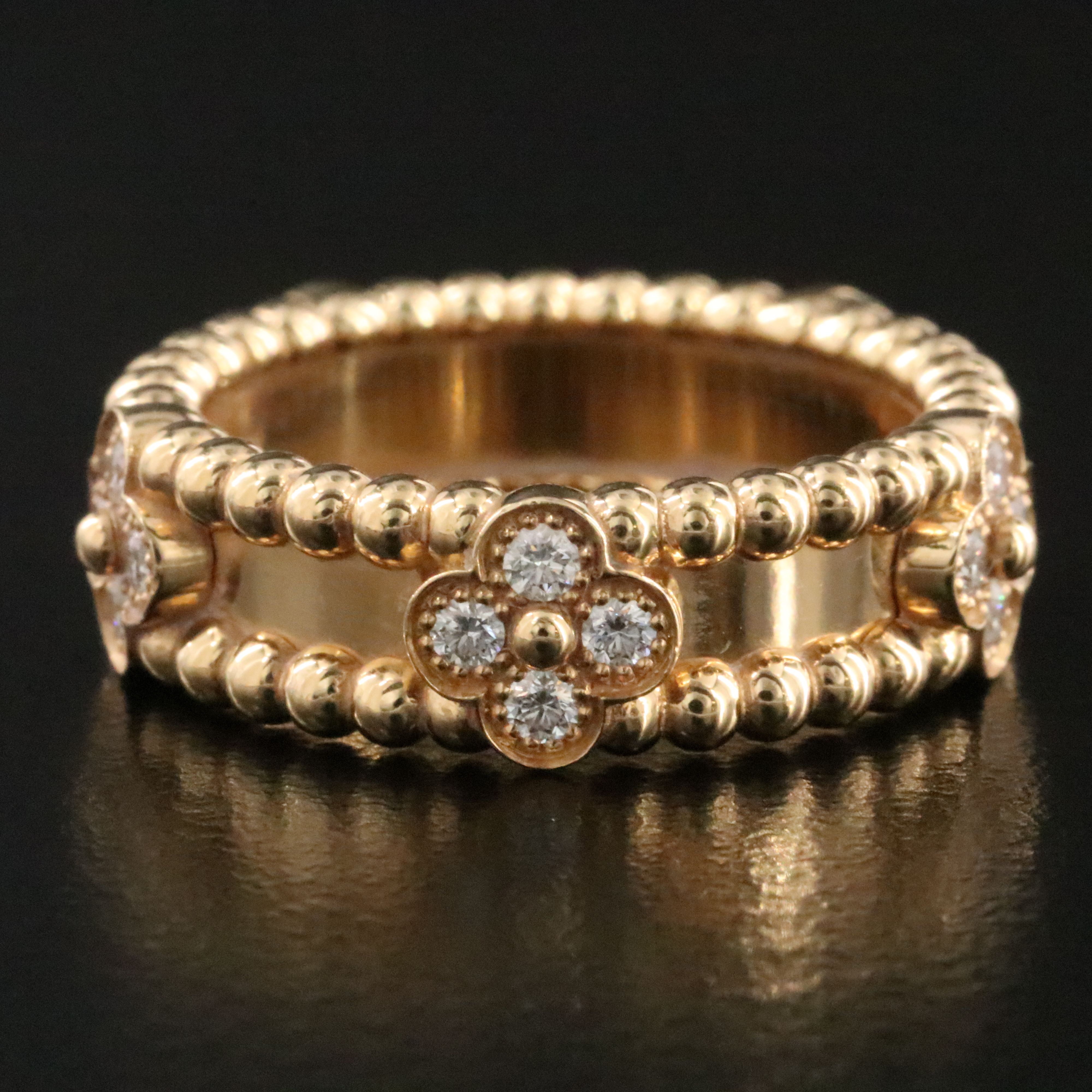 Van Cleef & Arpels Perlée Sweet Clovers 18K 0.31 CTW Diamond Ring with COA