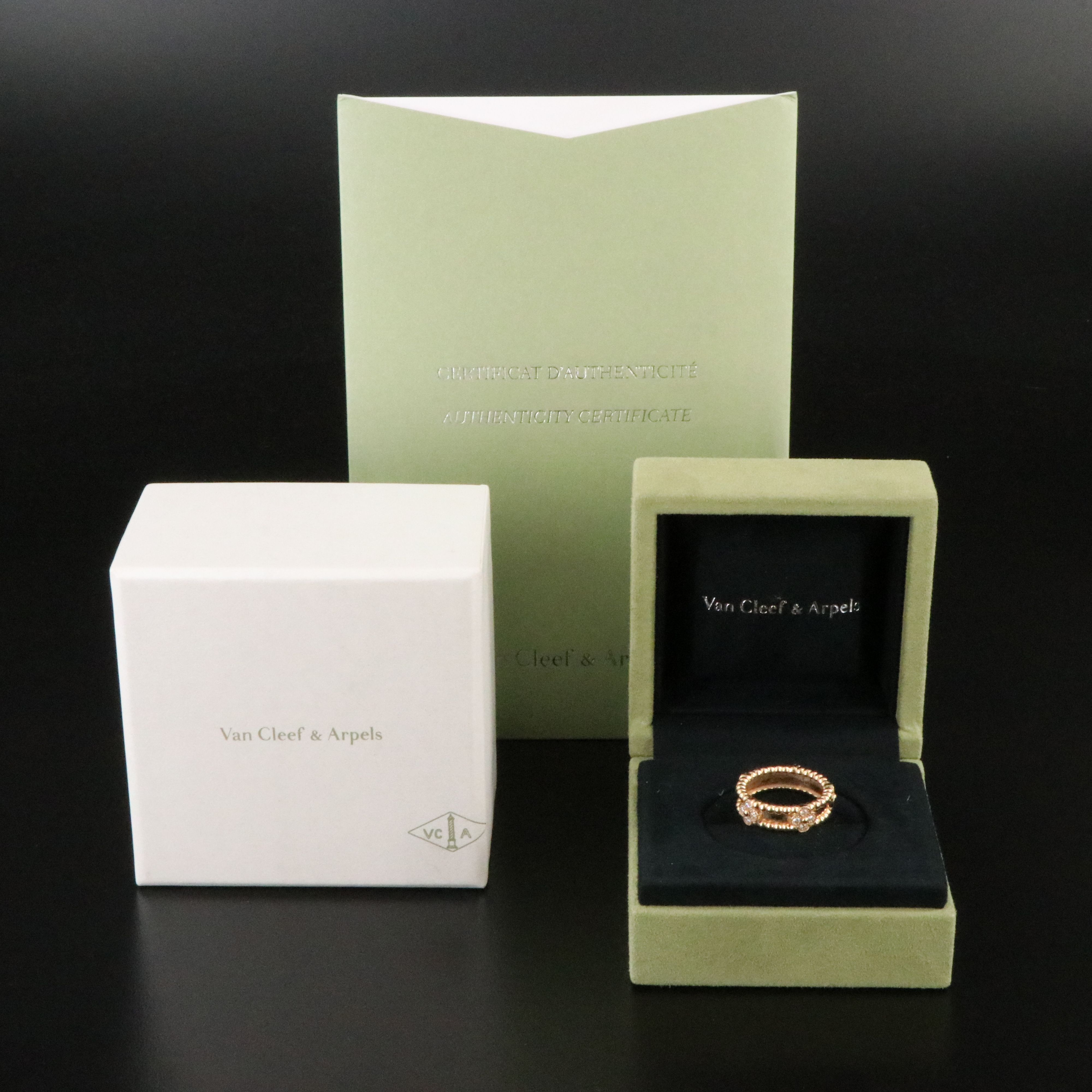 Van Cleef & Arpels Perlée Sweet Clovers 18K 0.31 CTW Diamond Ring with COA