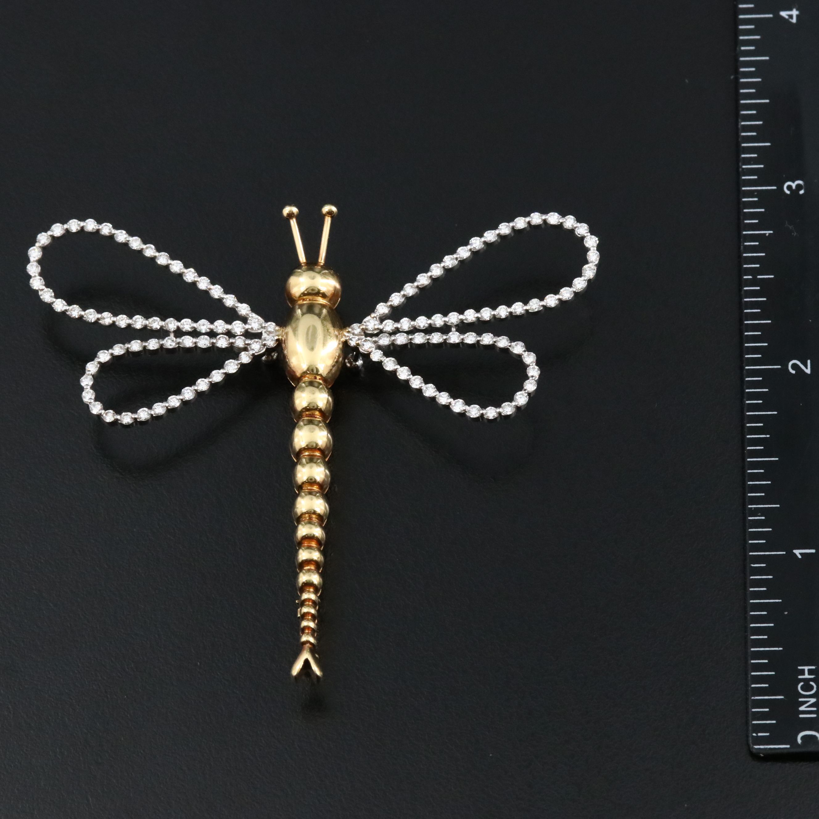 Lindenman 18K Two-Tone 2.02 CTW Diamond Dragonfly Brooch