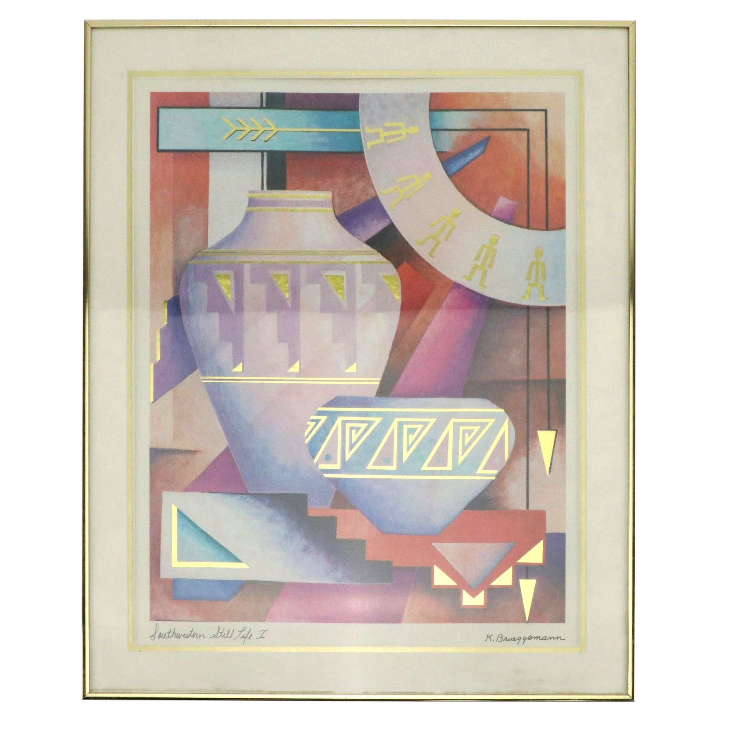 After K. Brueggemann Offset Lithograph "Southwestern Still Life I"