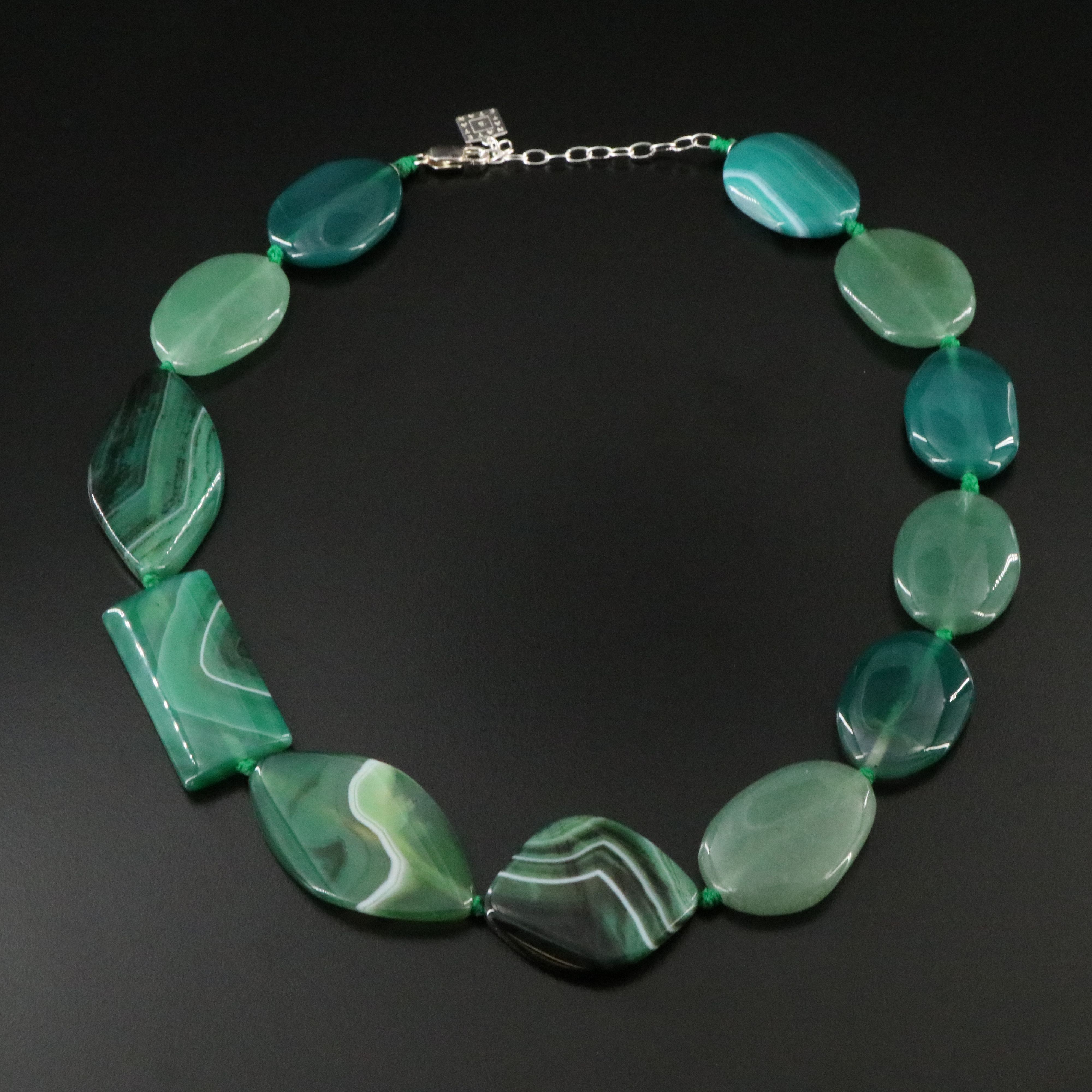 Nate & Etan Sterling Agate and Aventurine Necklace