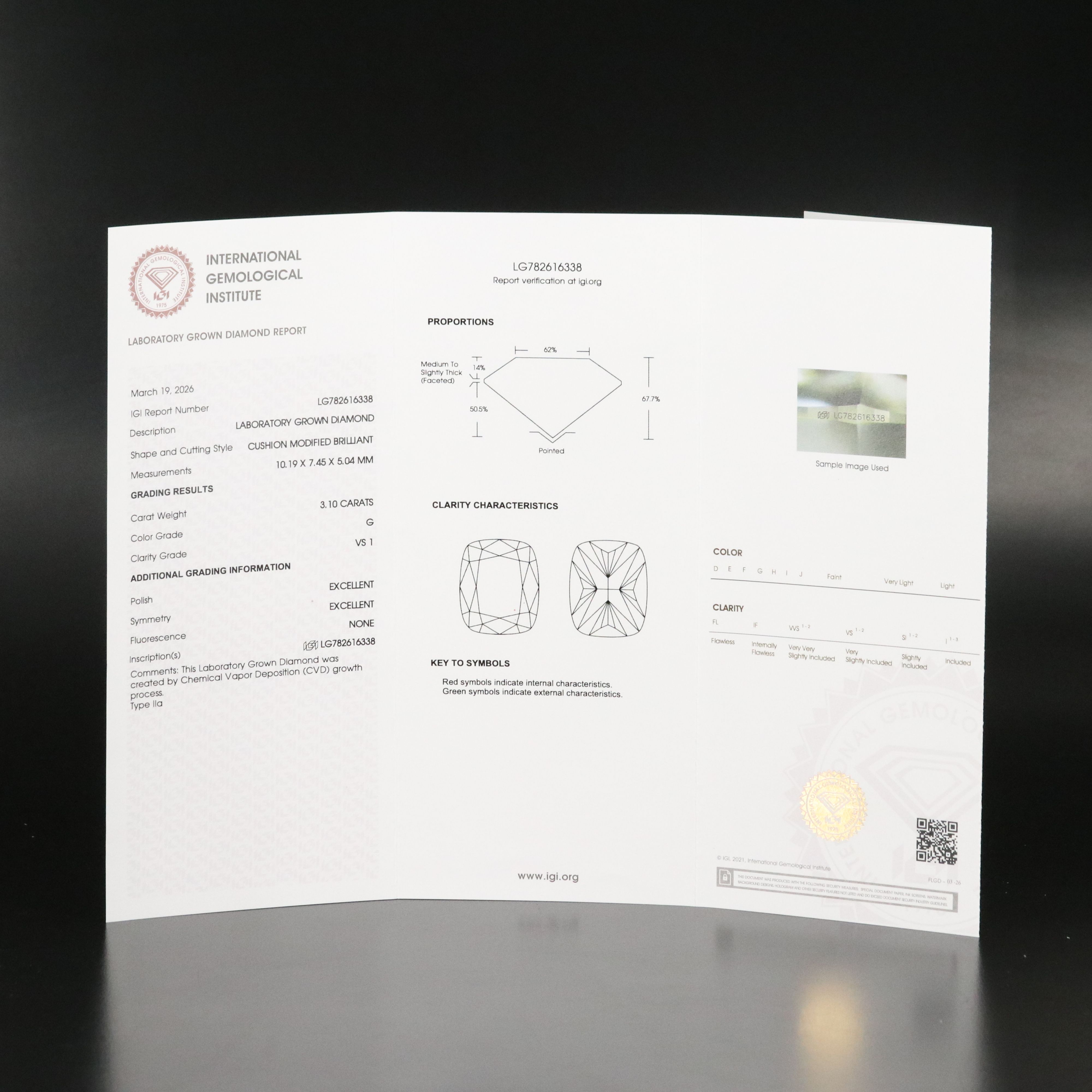 Loose 3.10 CT Lab Grown Diamond with IGI Report