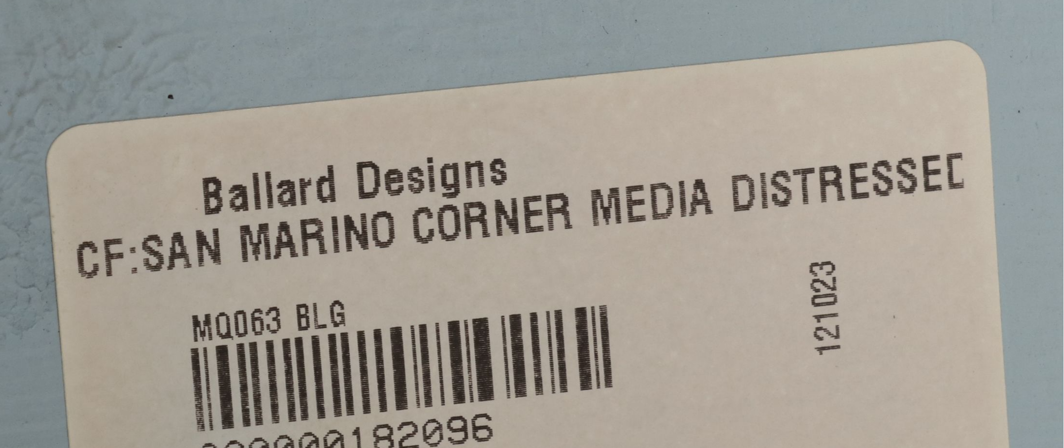 Ballard Designs San Marino Corner Media Cabinet, Early 21st Century