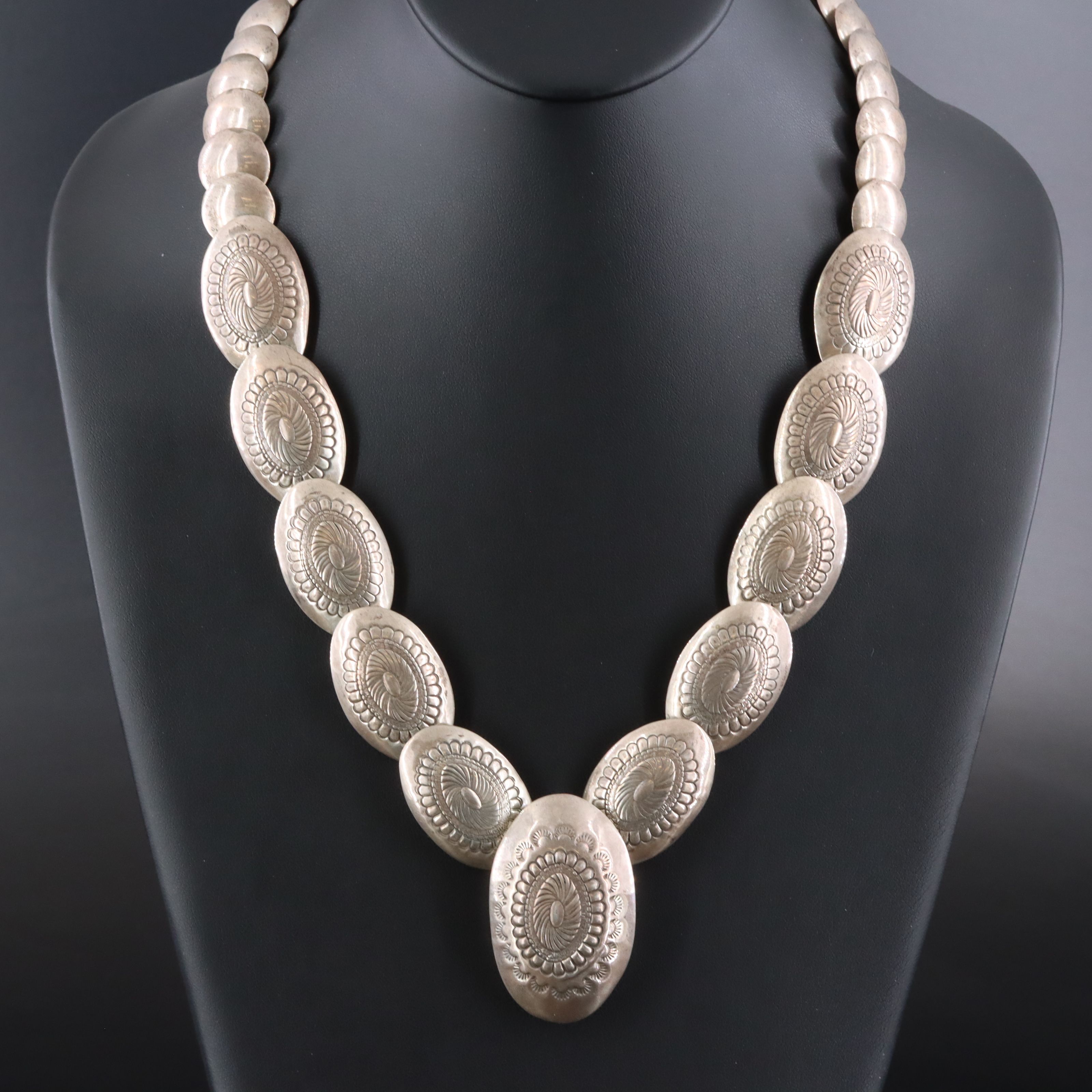 Southwestern Sterling Concho Necklace