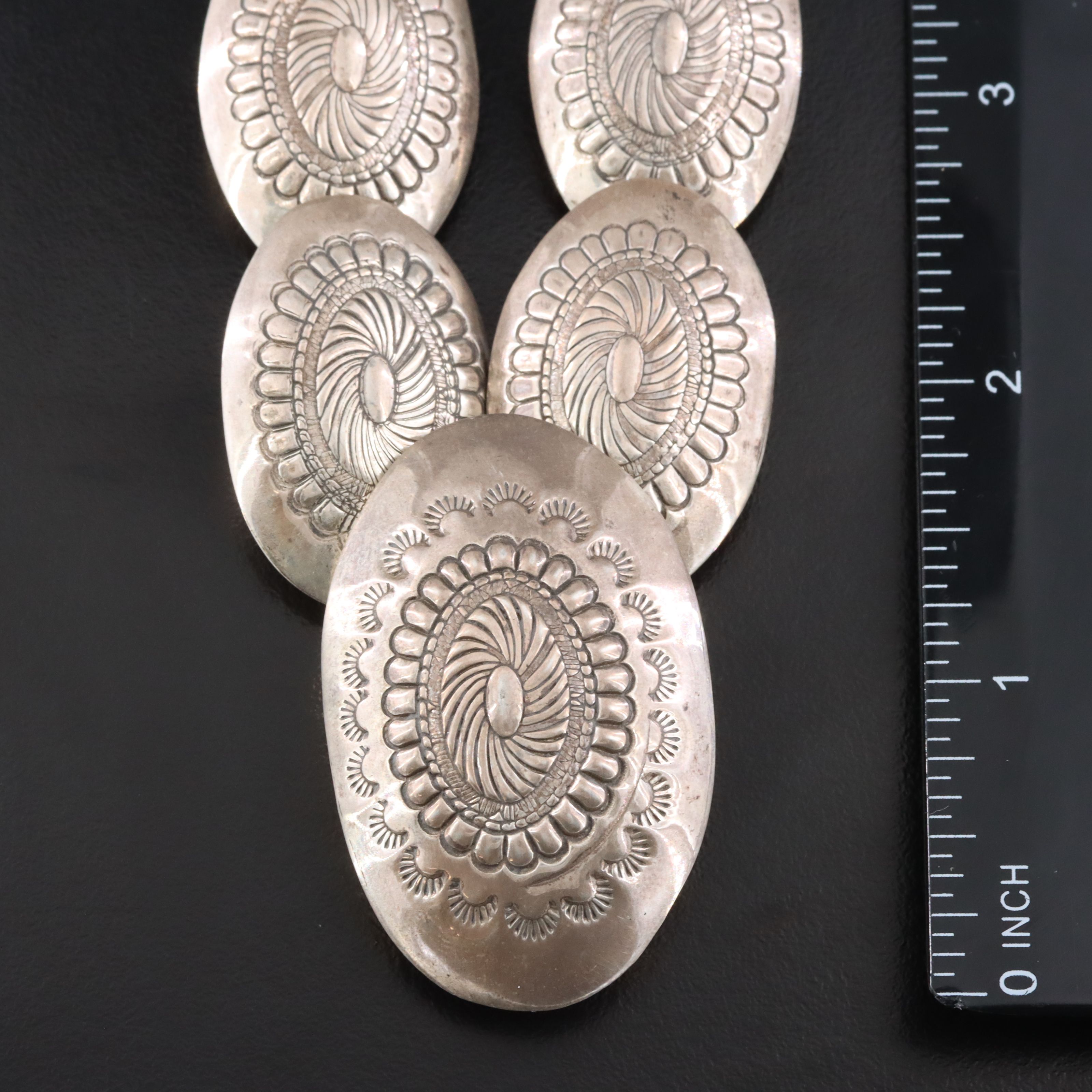 Southwestern Sterling Concho Necklace