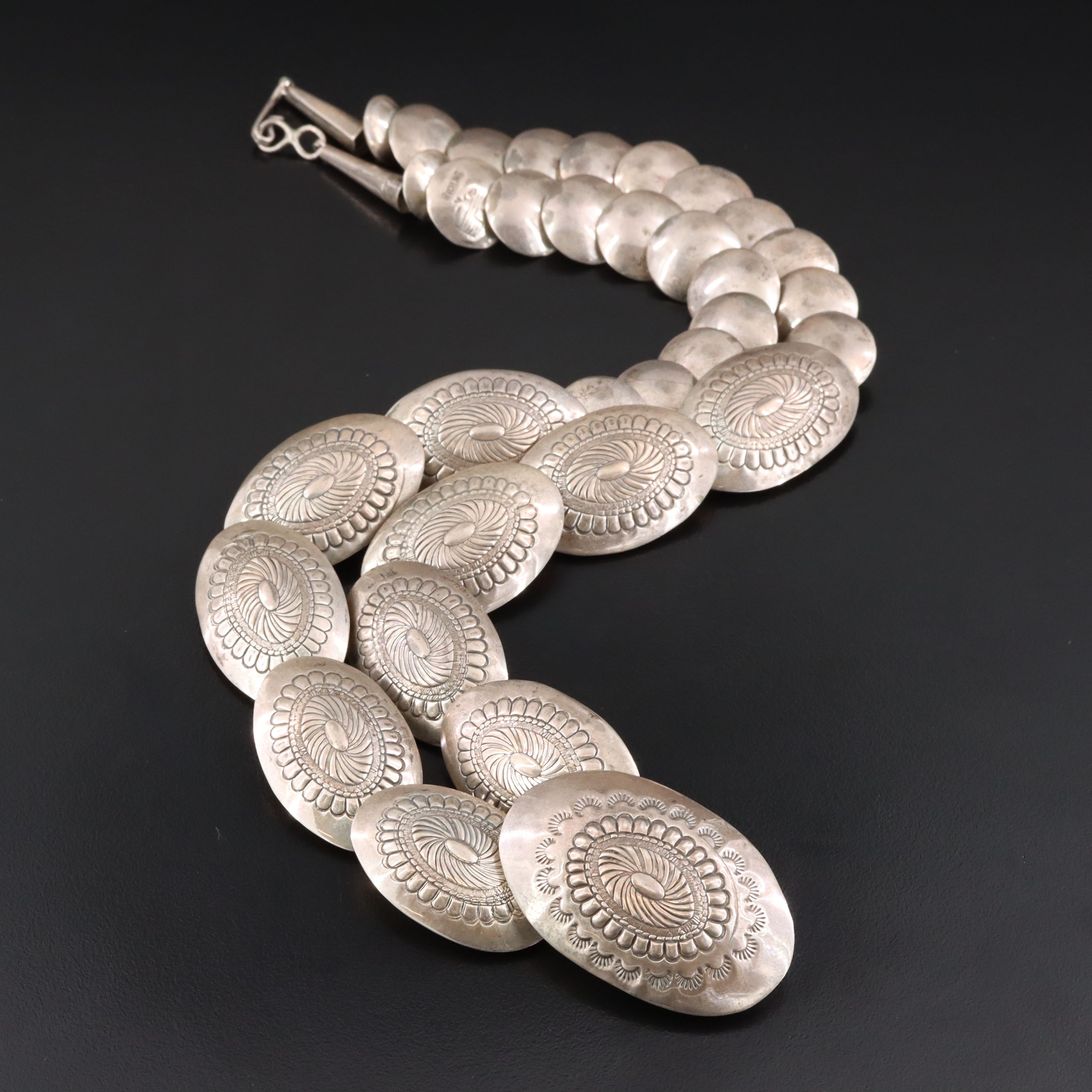 Southwestern Sterling Concho Necklace