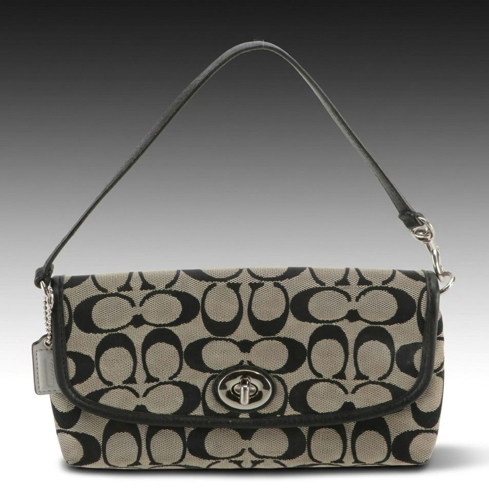 Coach Turnlock Flap Wristlet Handbag in Signature Jacquard Canvas